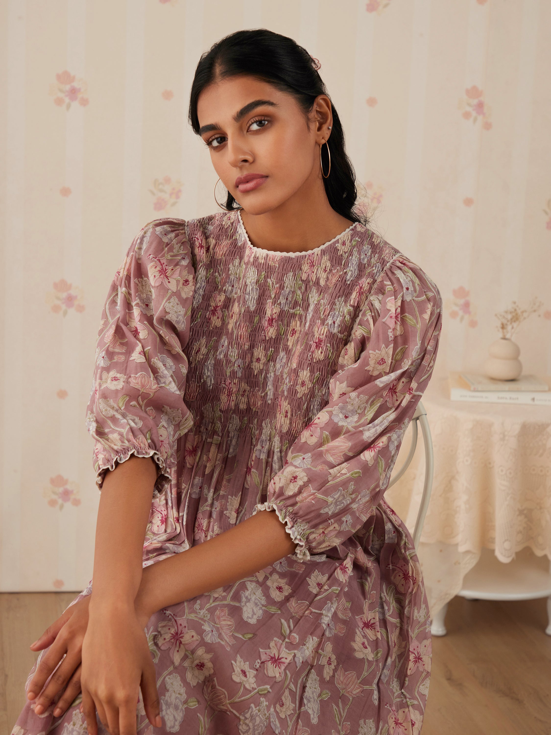 Plum Smock Midi Dress - Image 8