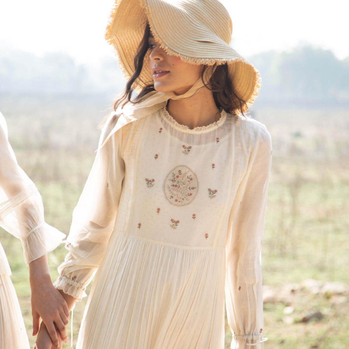 sachin and babi light blue dress Vintage Cotton Linen Embroidered Dress