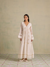 Song Weaver Maxi Dress Floral Block Prints V-neckline Dress