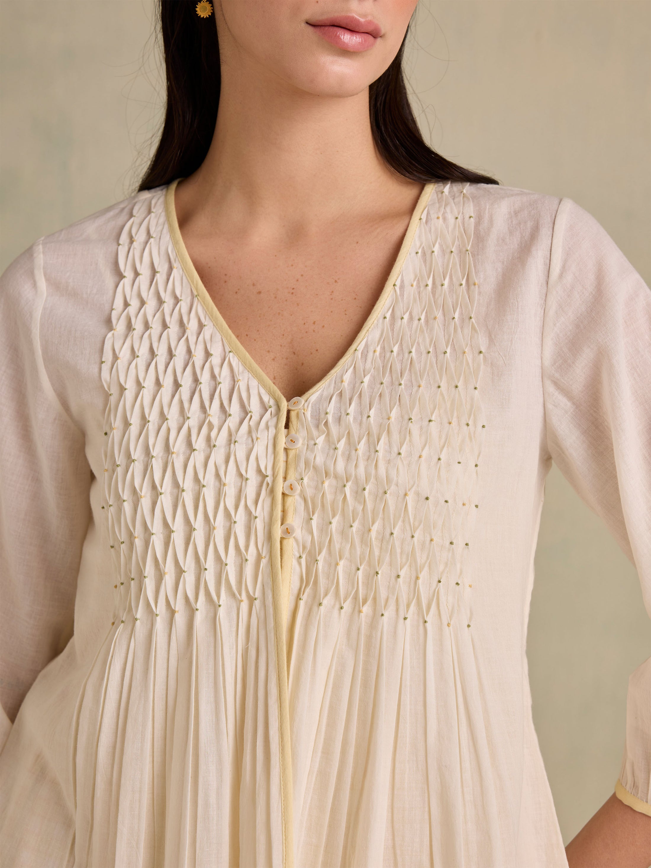 Tiny Yellow - Tie up Smock - Pure Cotton