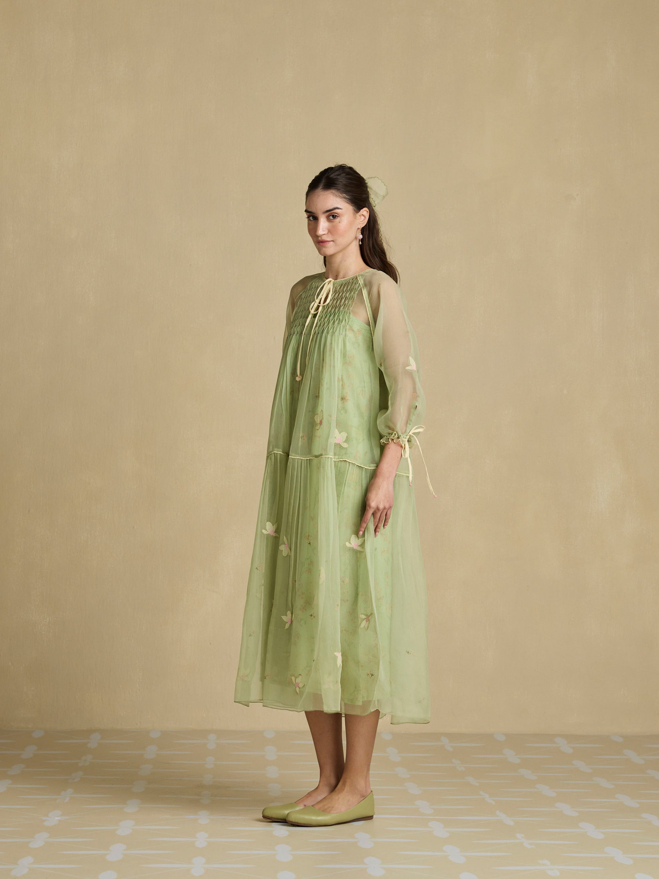 Pressed Leaves Tier Dress