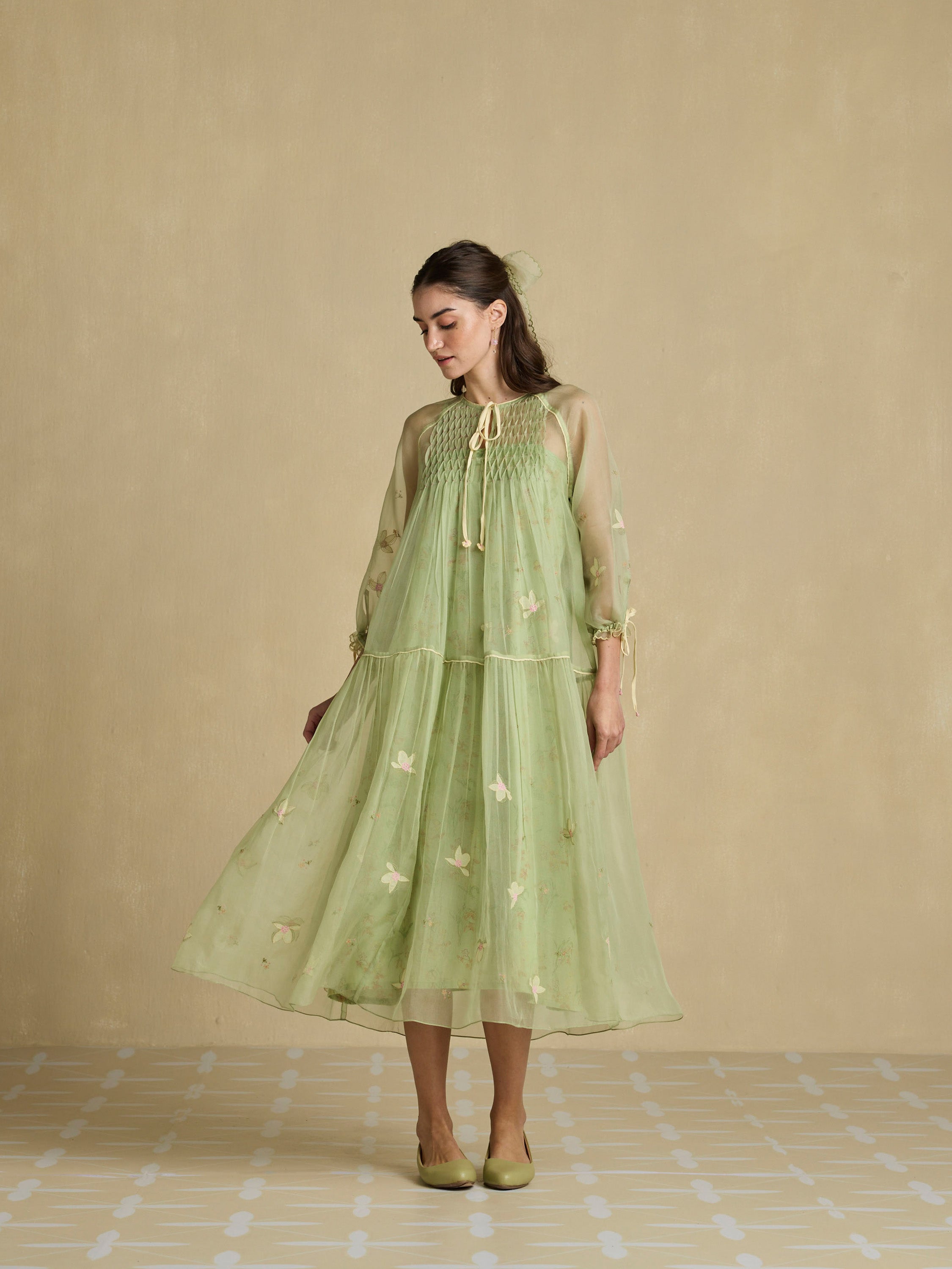 Pressed Leaves Tier Dress