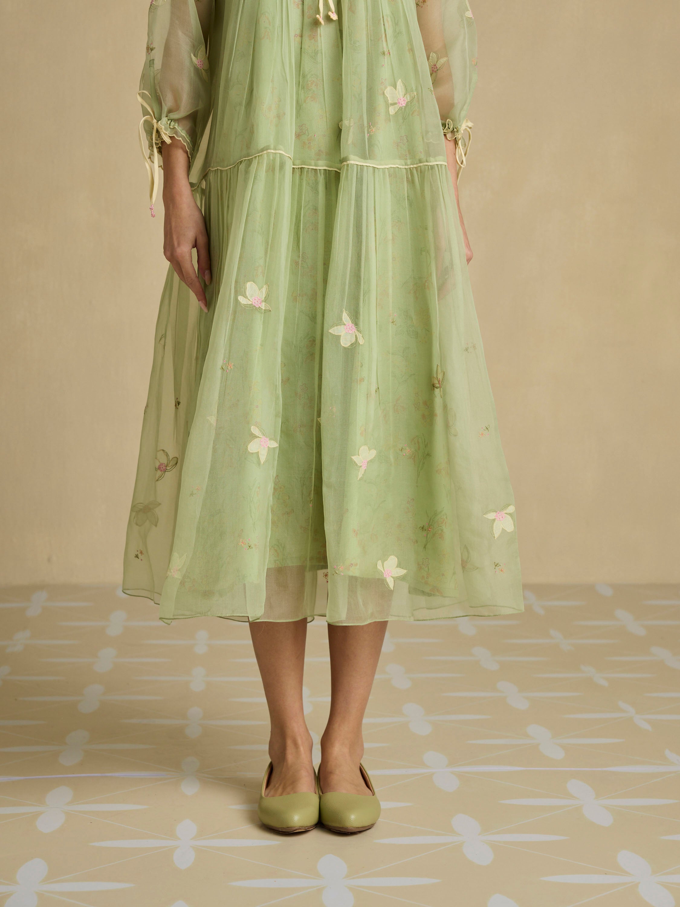 Pressed Leaves Tier Dress