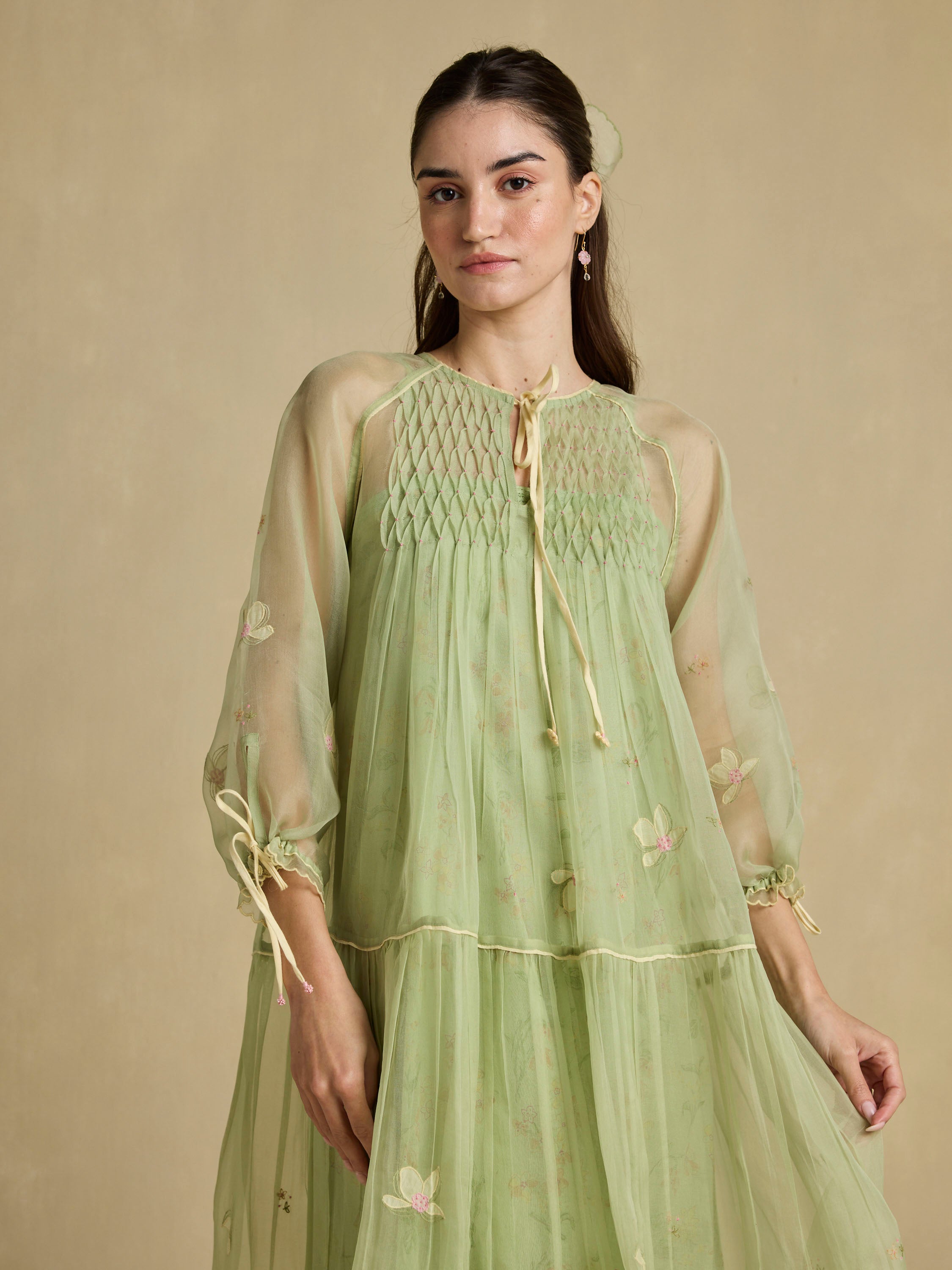 Pressed Leaves Tier Dress