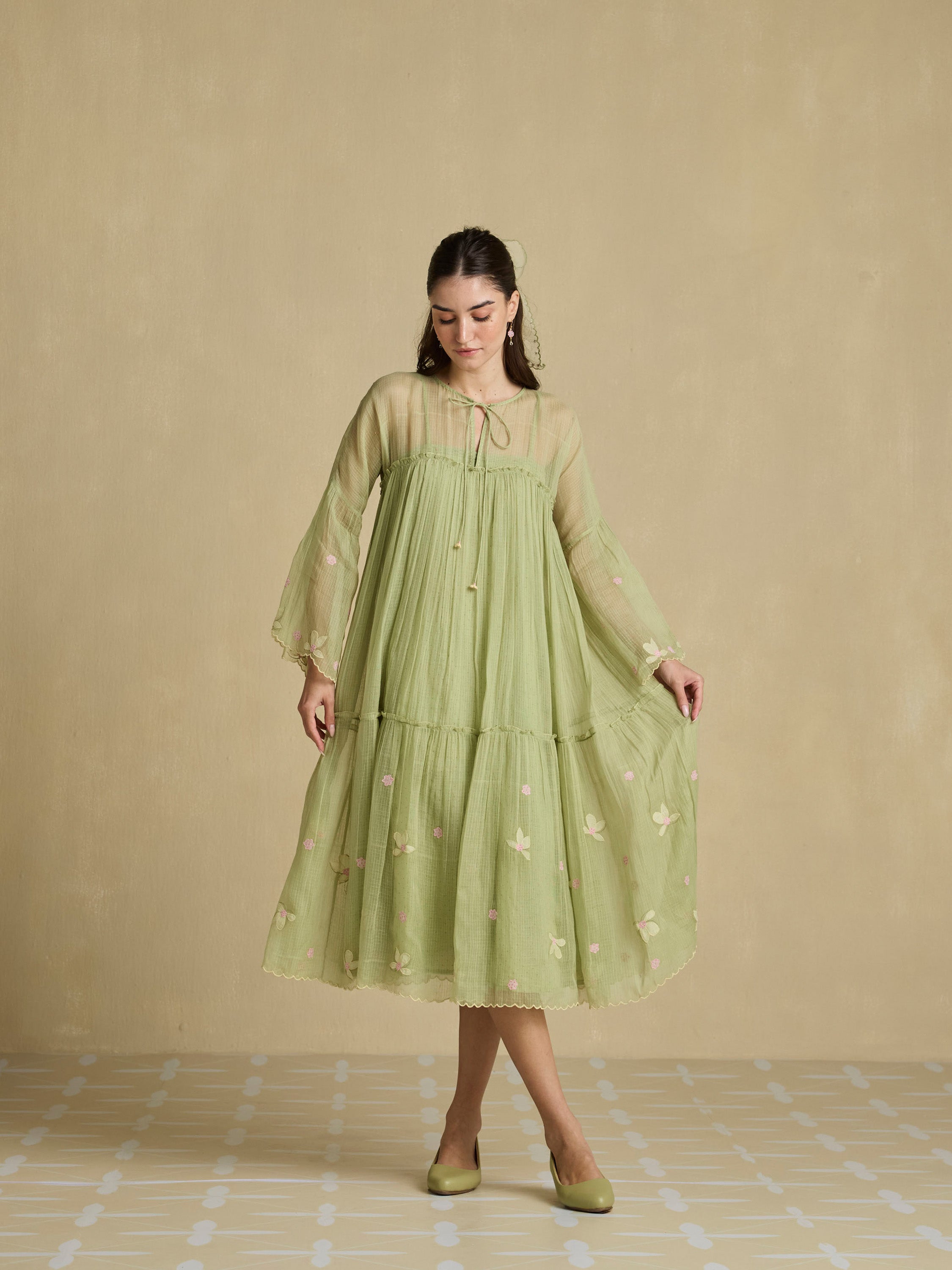 Stitched Slowly Sheer Dress