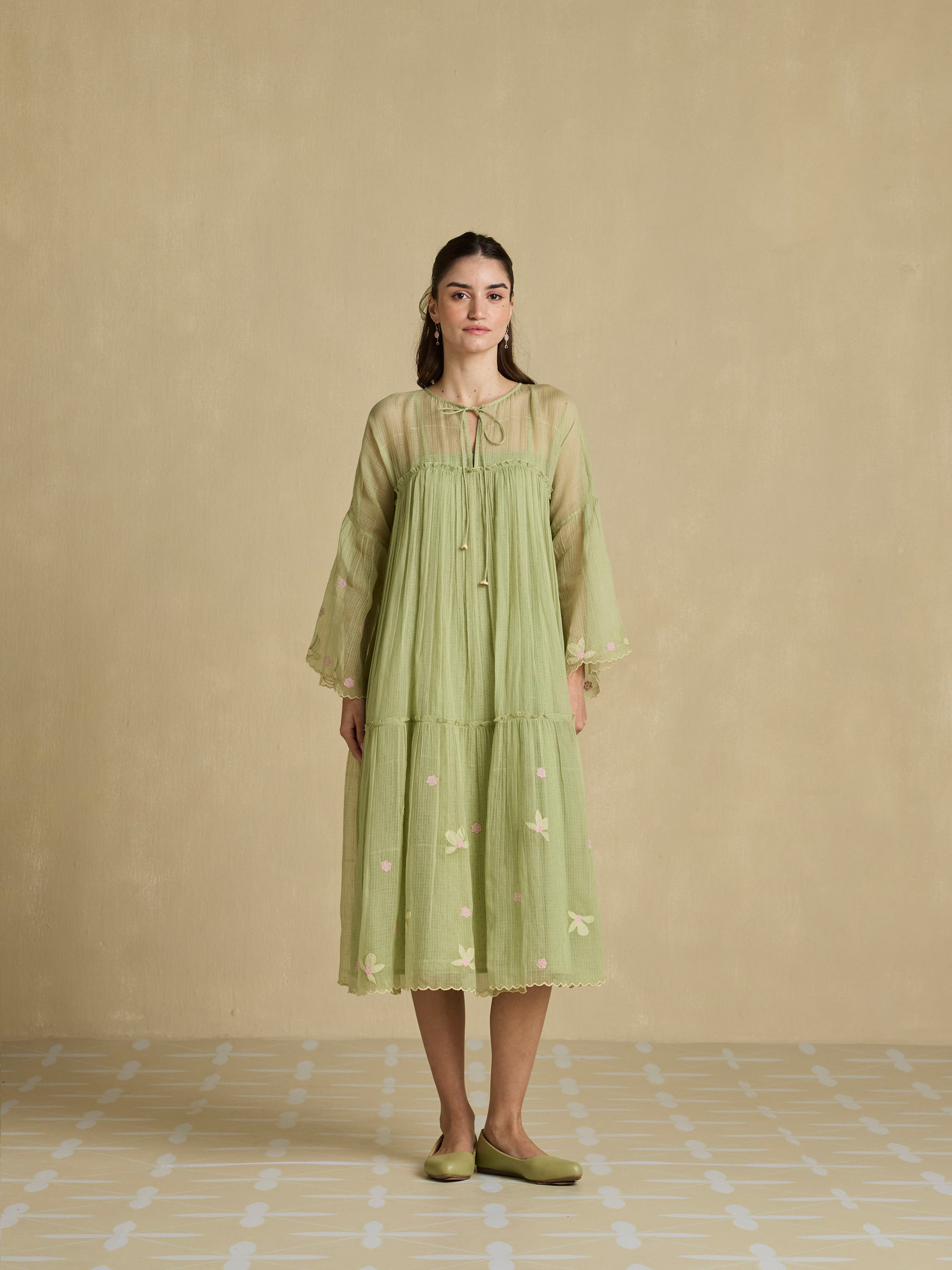 Stitched Slowly Sheer Dress