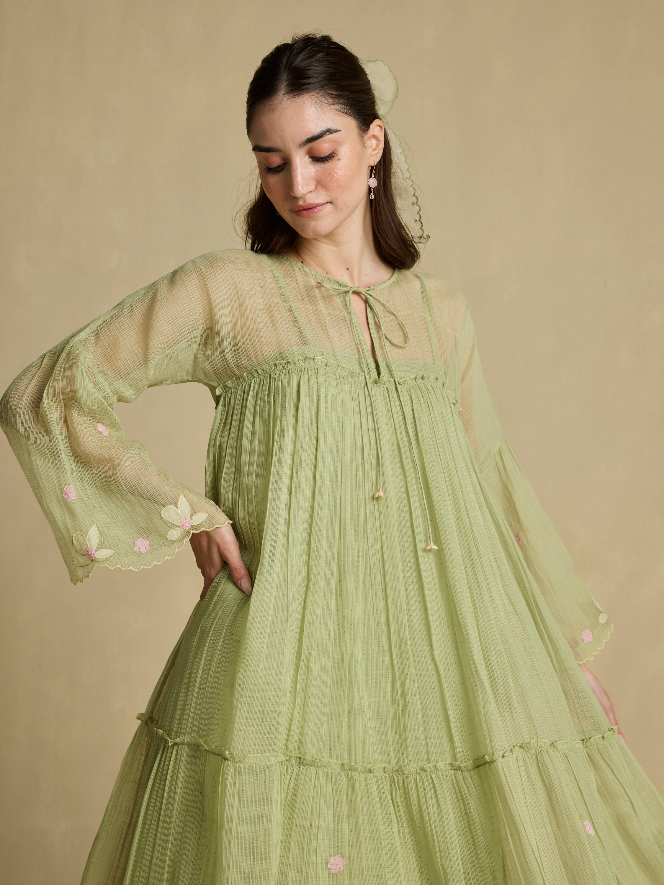 Stitched Slowly Sheer Dress