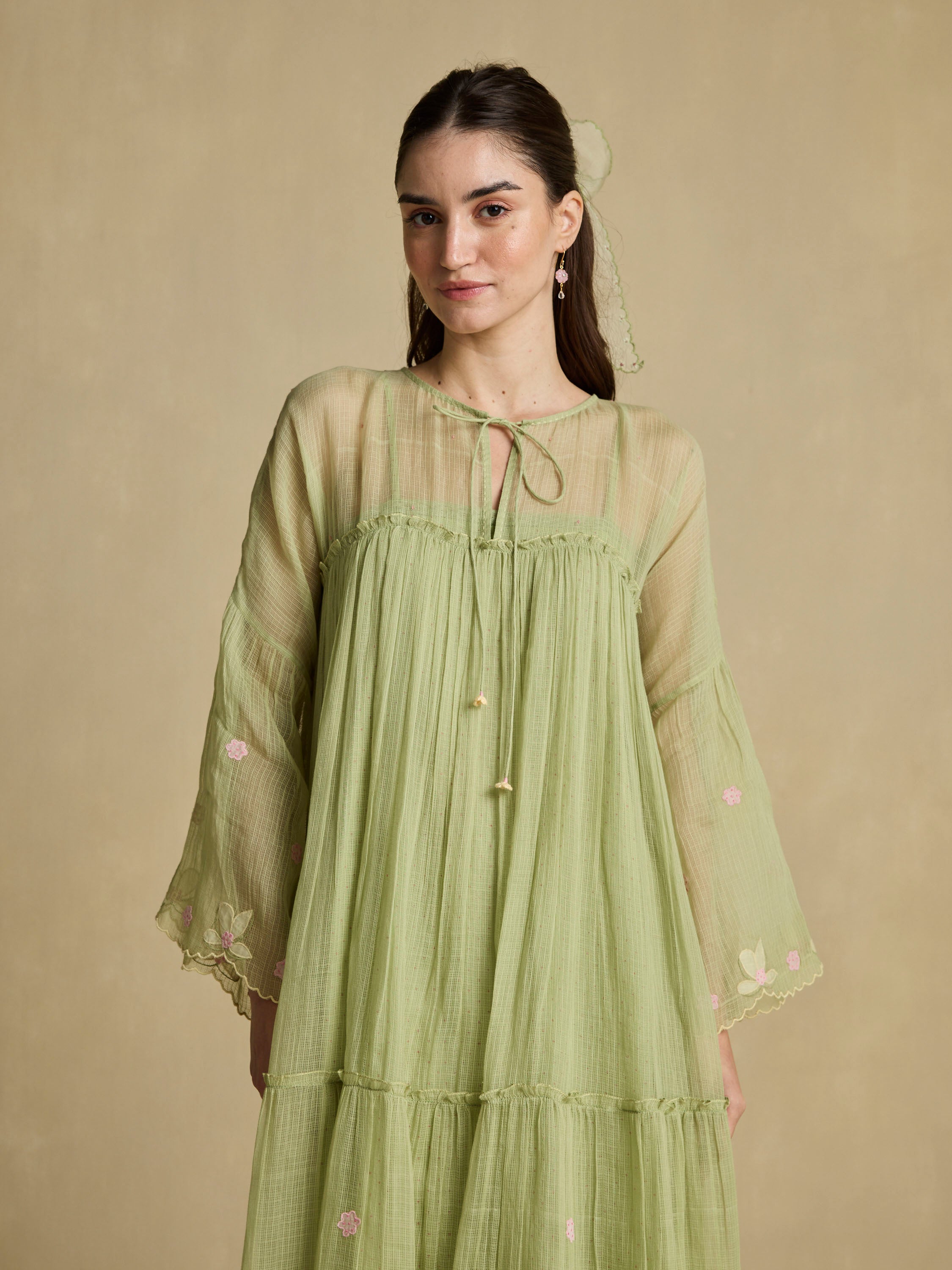 Stitched Slowly Sheer Dress