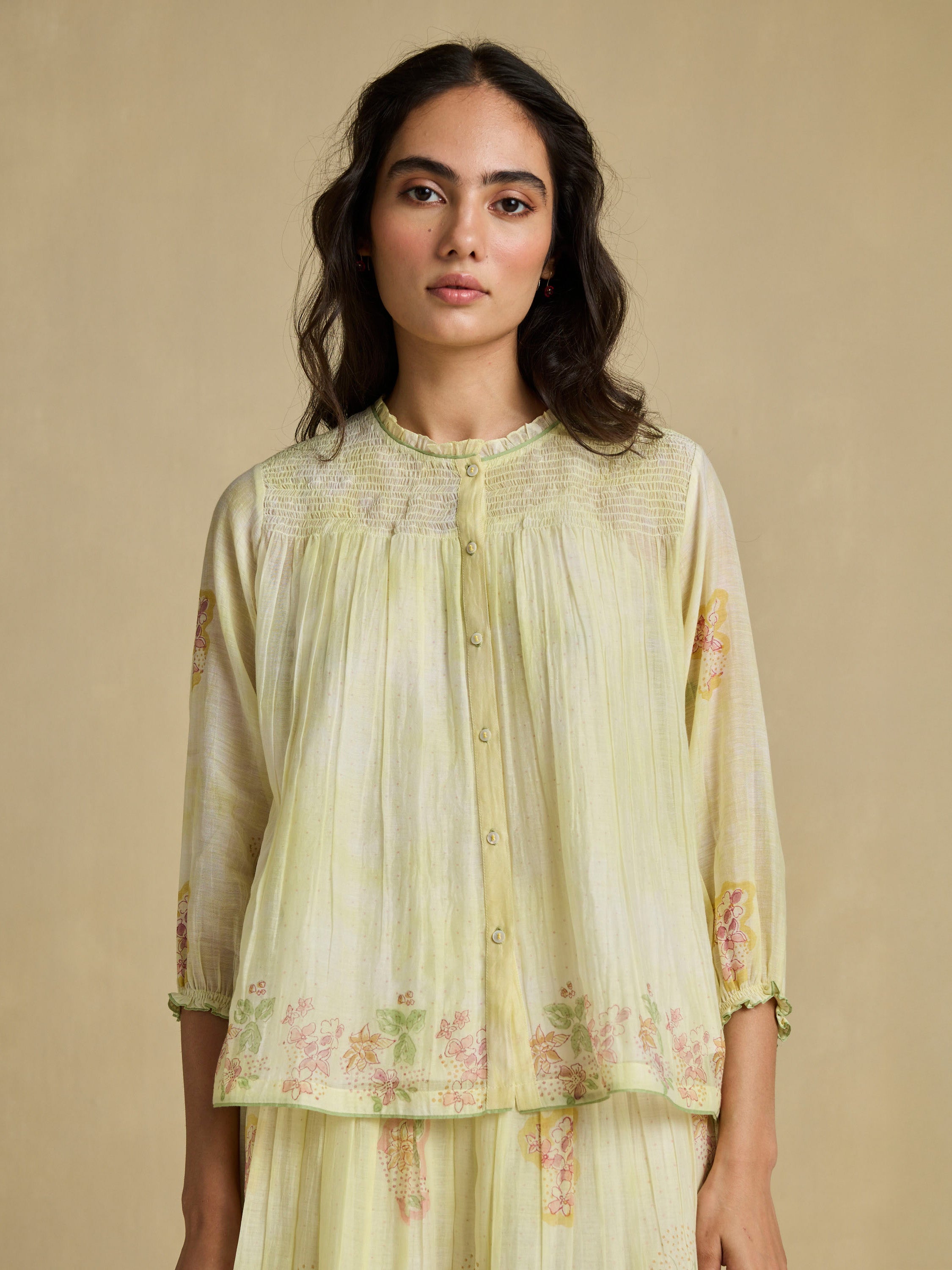 Sun Dyed Floral Blouse