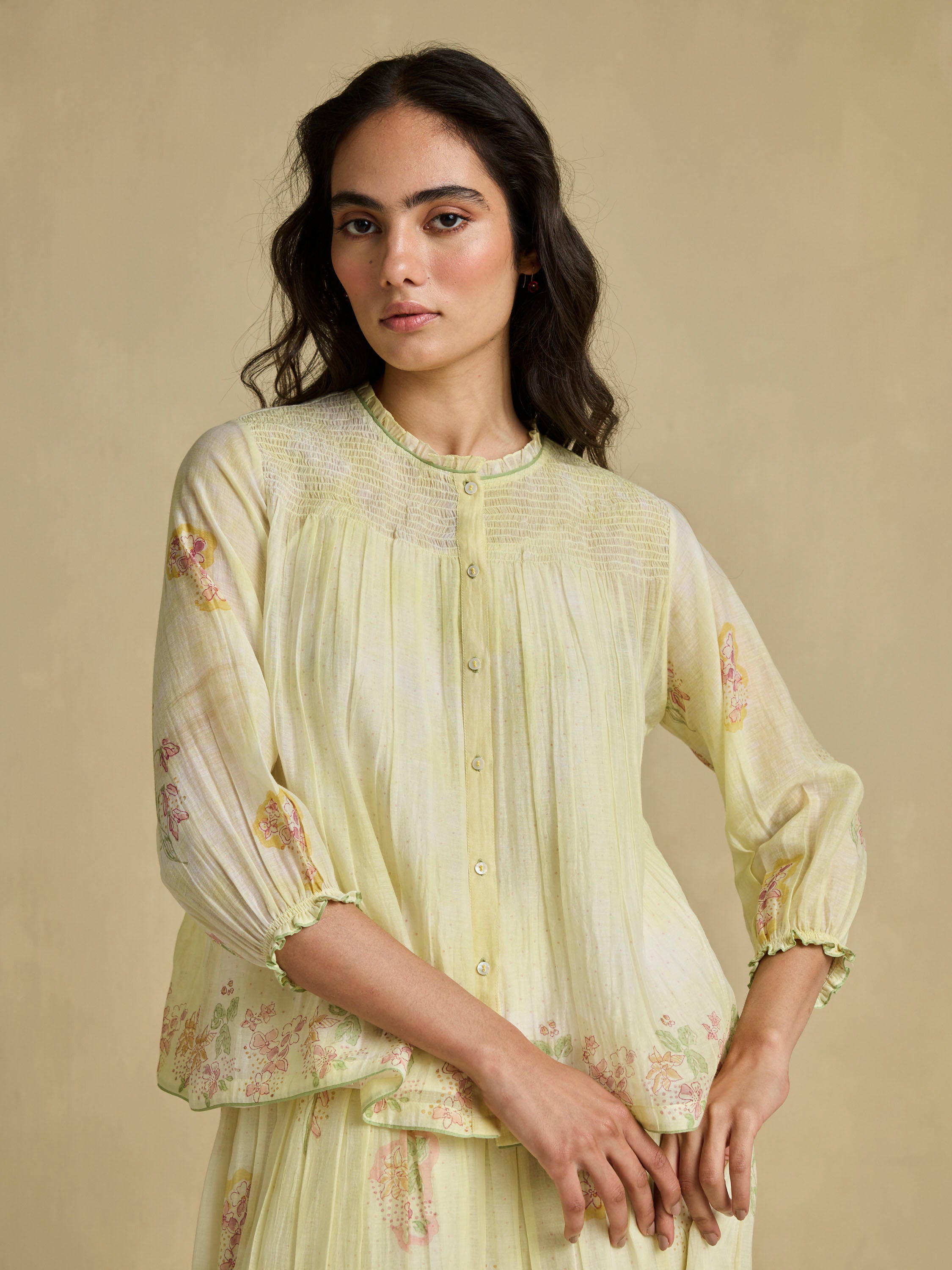 Sun Dyed Floral Blouse