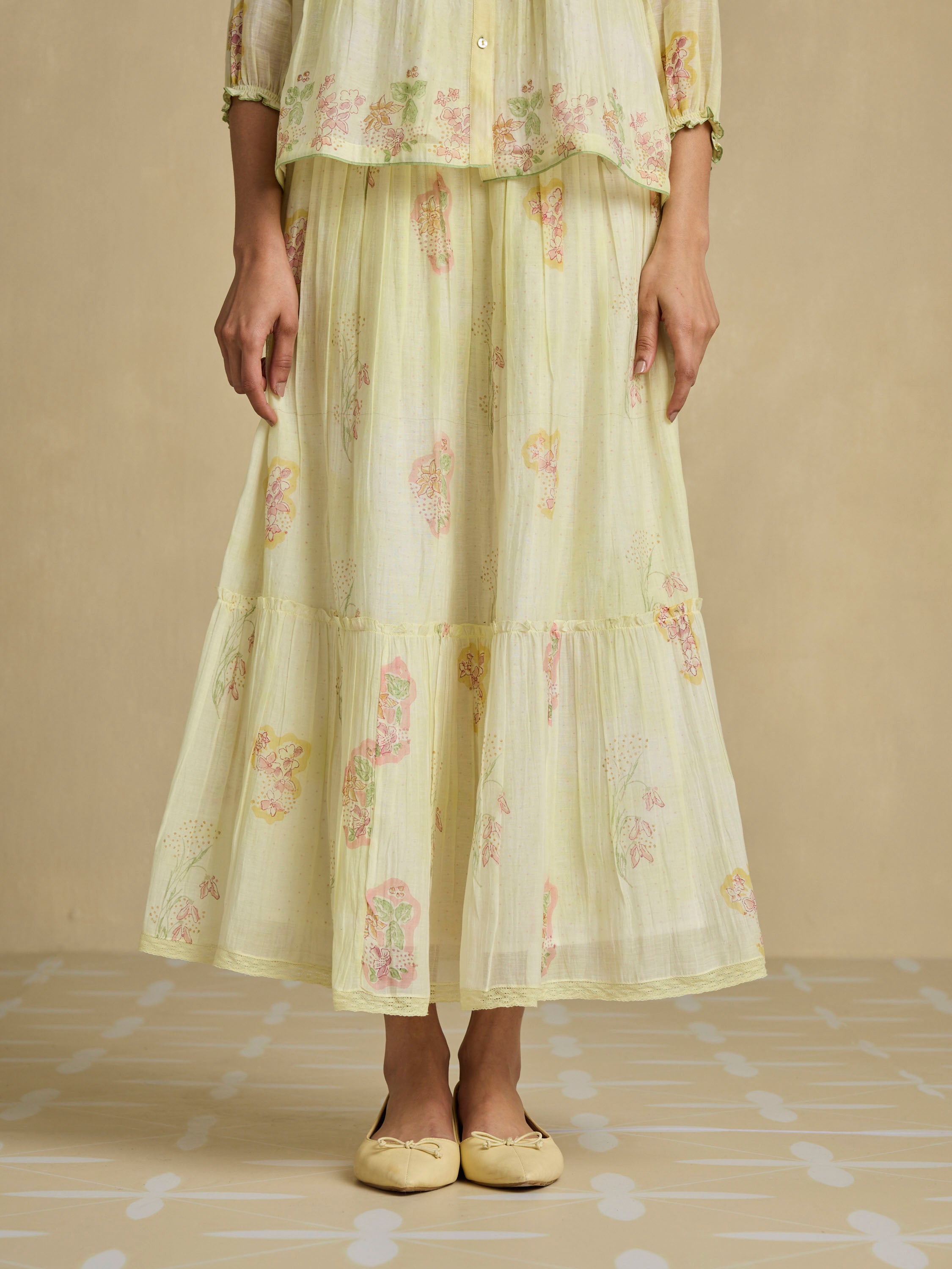 Sun Dyed Floral Skirt