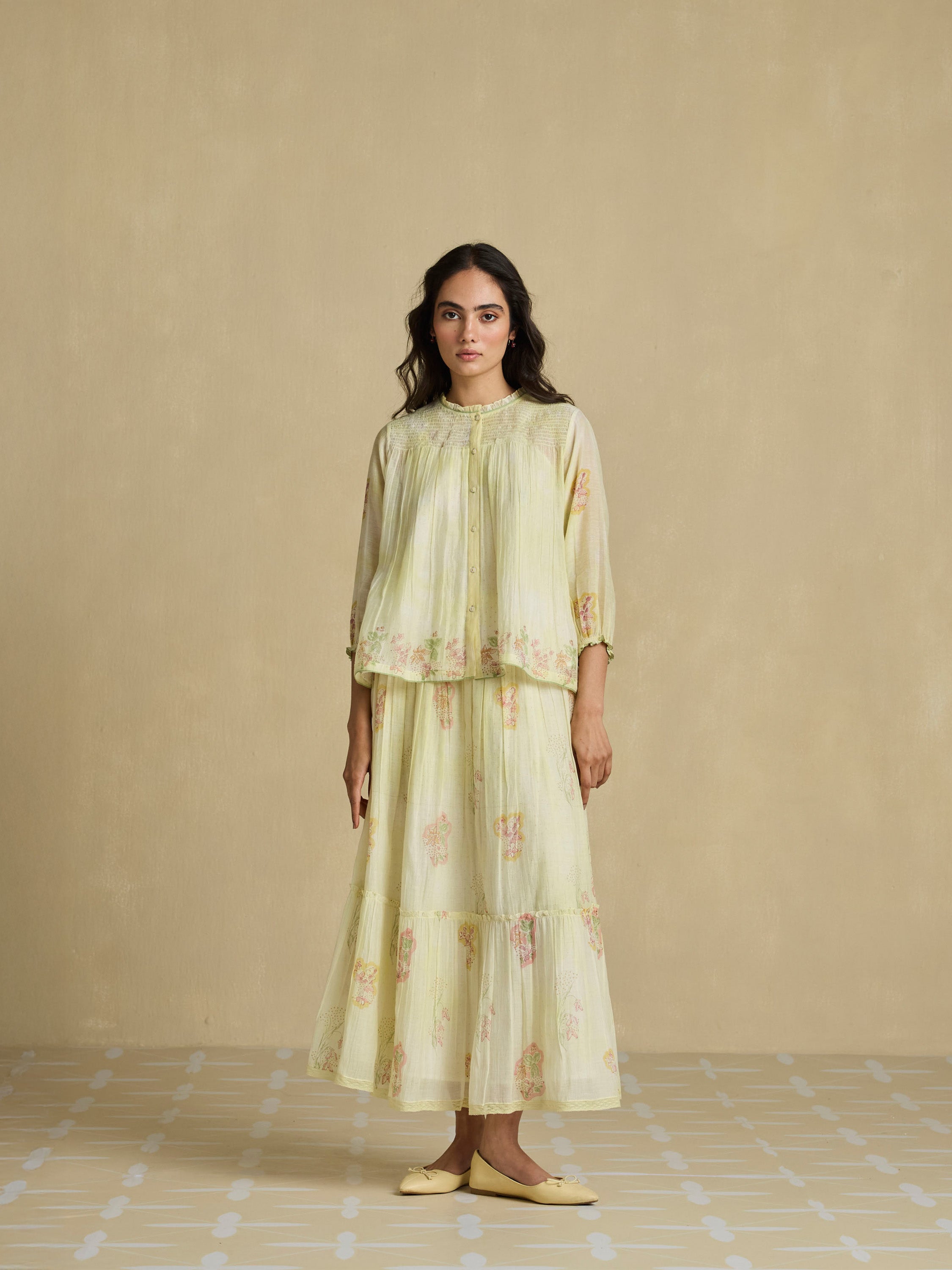 Sun Dyed Floral Skirt