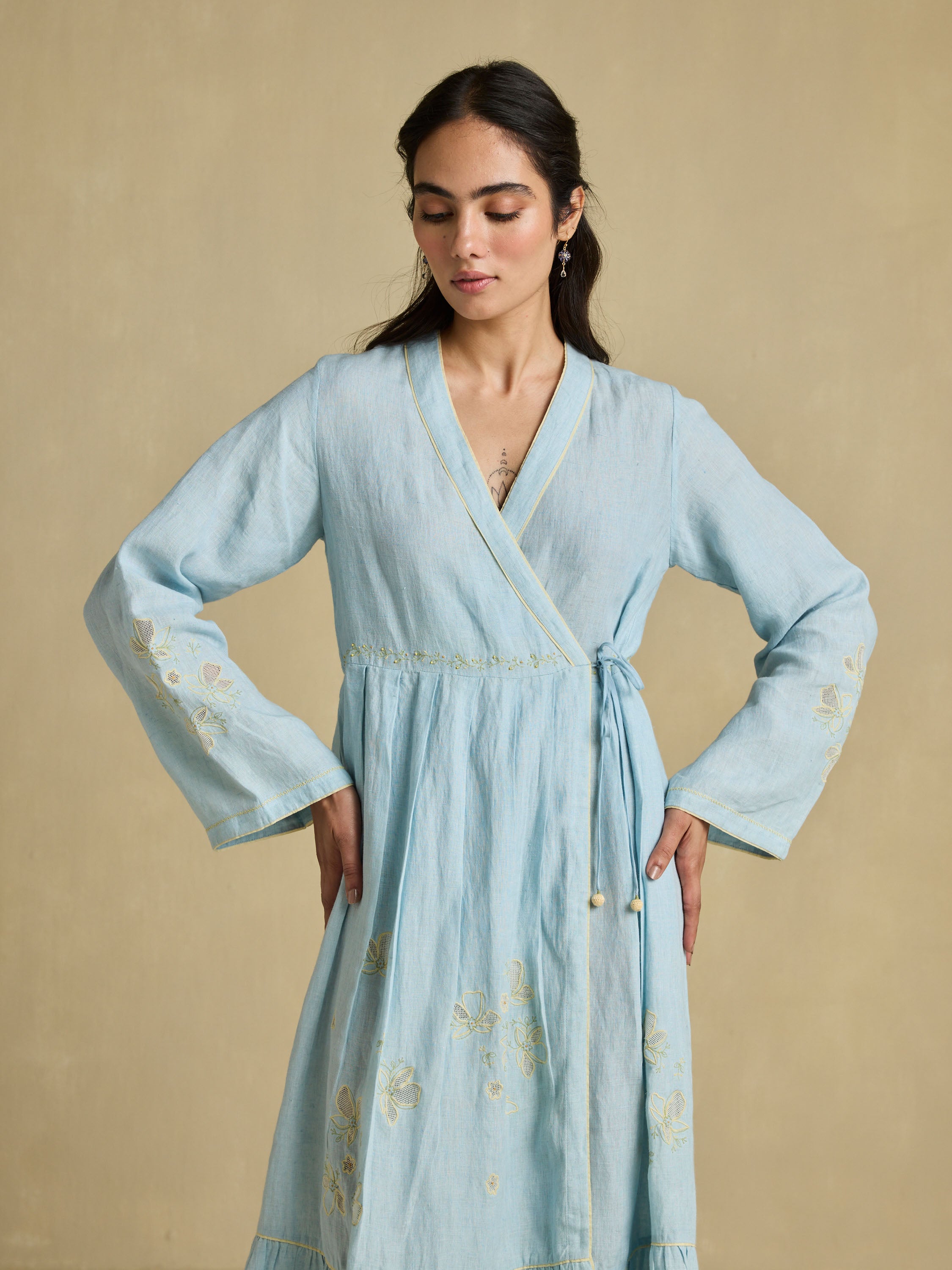 Lived-in Linen Wrap Dress