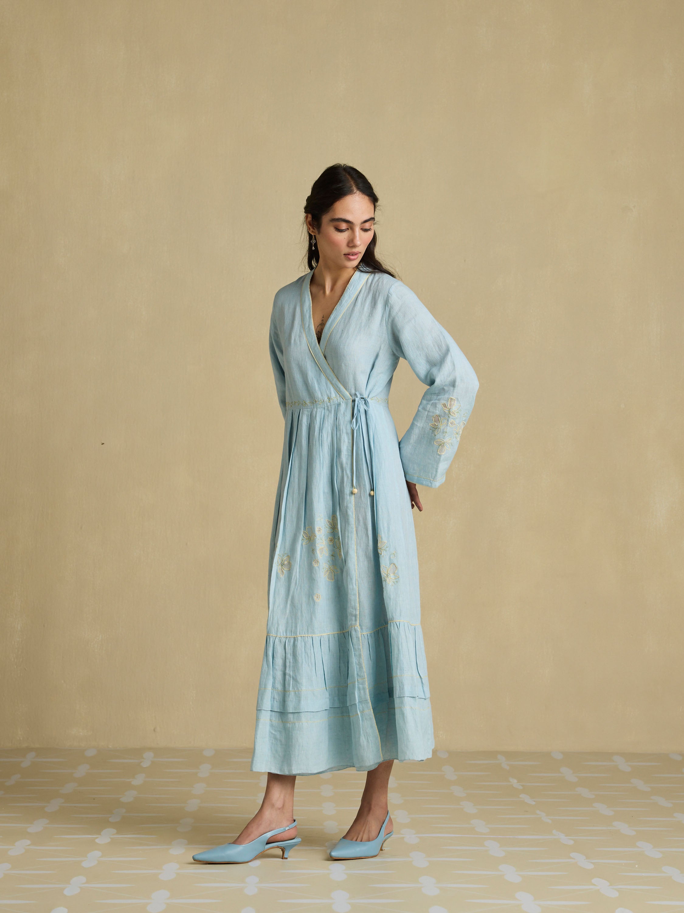 Lived-in Linen Wrap Dress