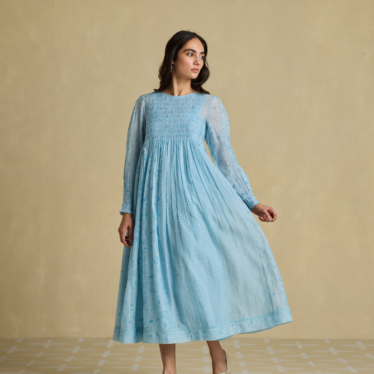 100 cotton nursing dress With Pockets -Bell Sleeve- Green Viscose Colors:Turquoise 566 Midi (Length = 47 location-subscription-warehouse Wedding Transition Video Ideas