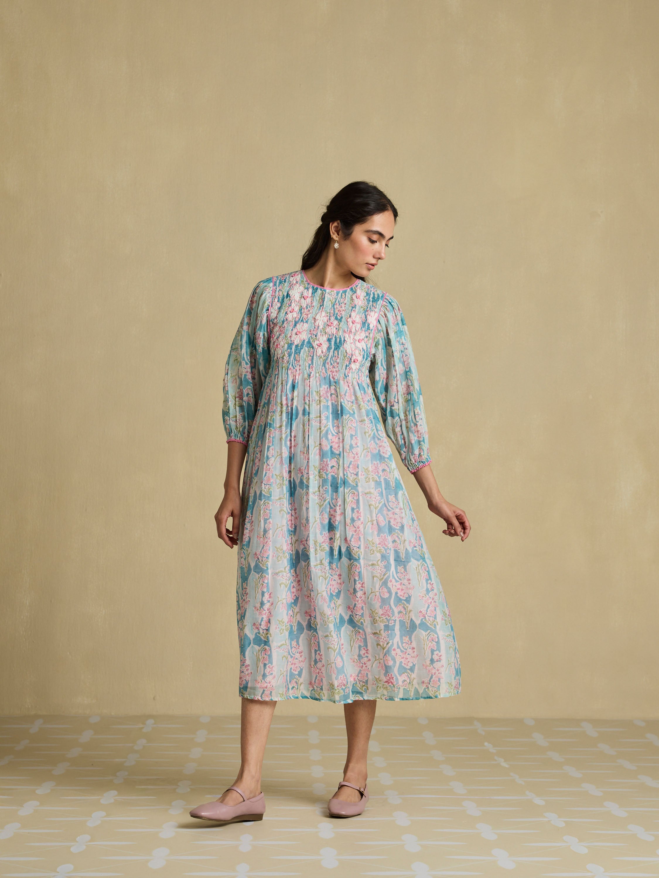Sweetly Embroidered Smock Dress