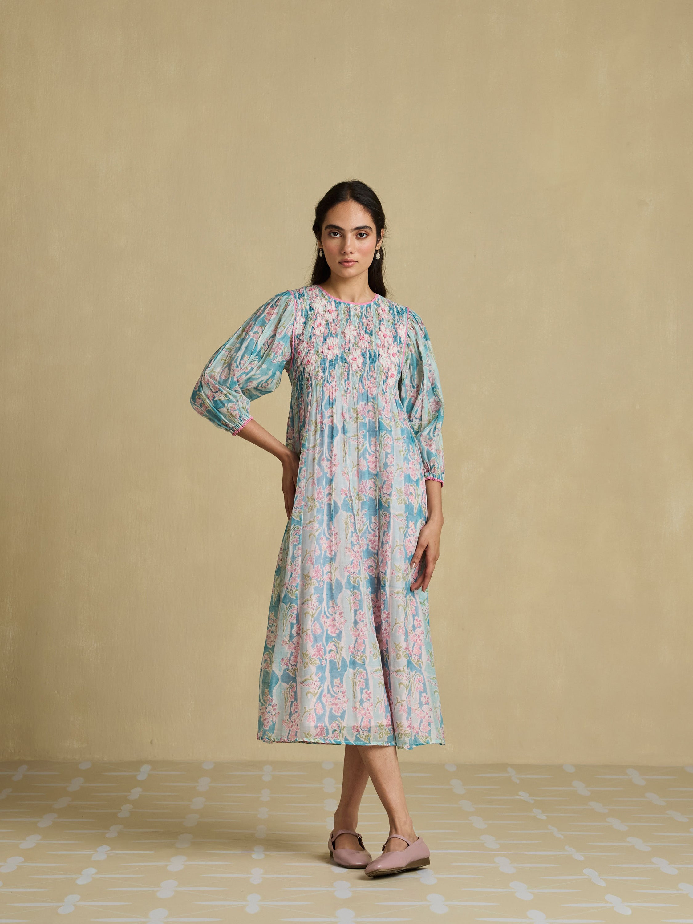 Sweetly Embroidered Smock Dress