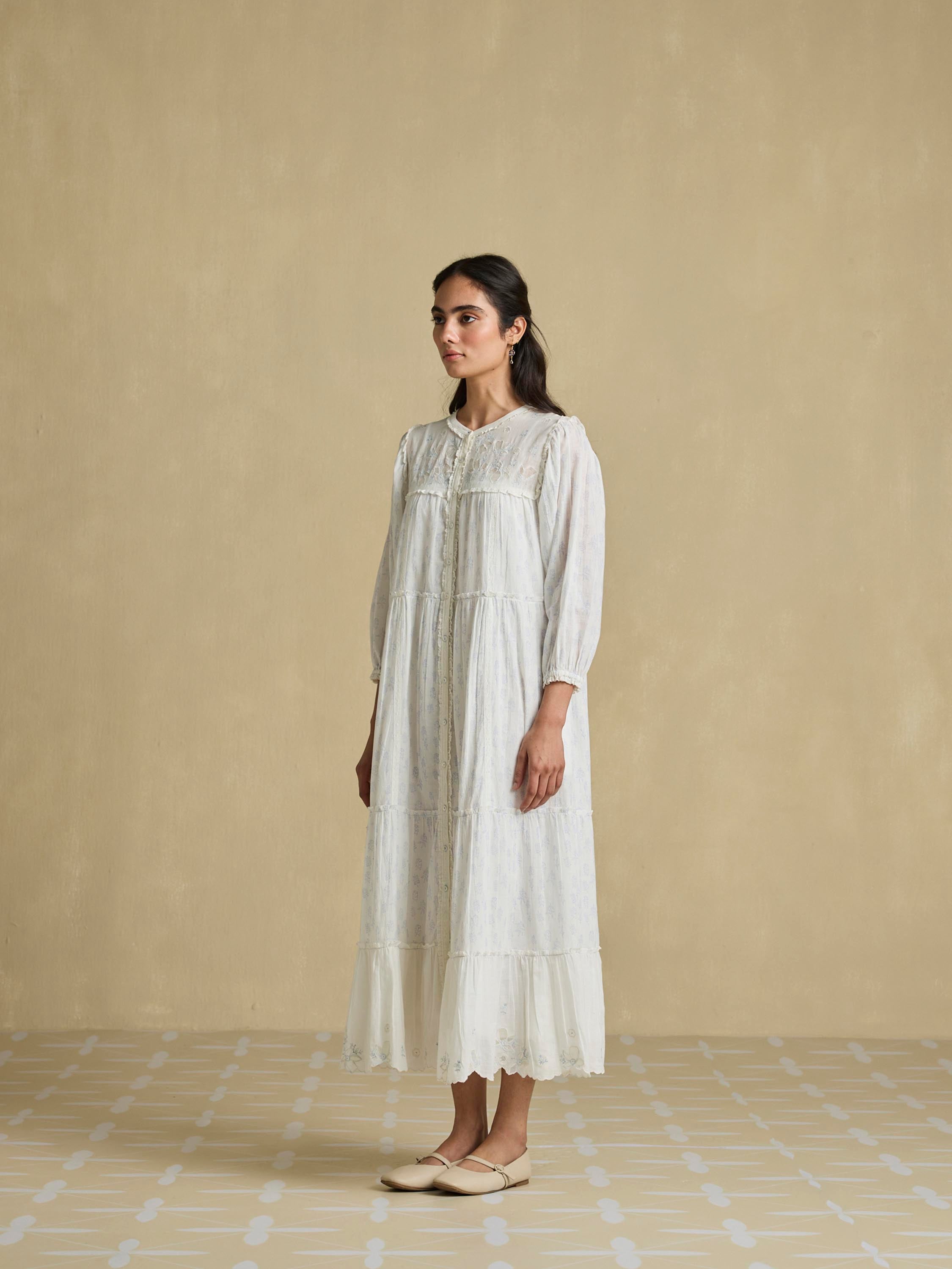 Tonal Calmness Cotton Midi Dress