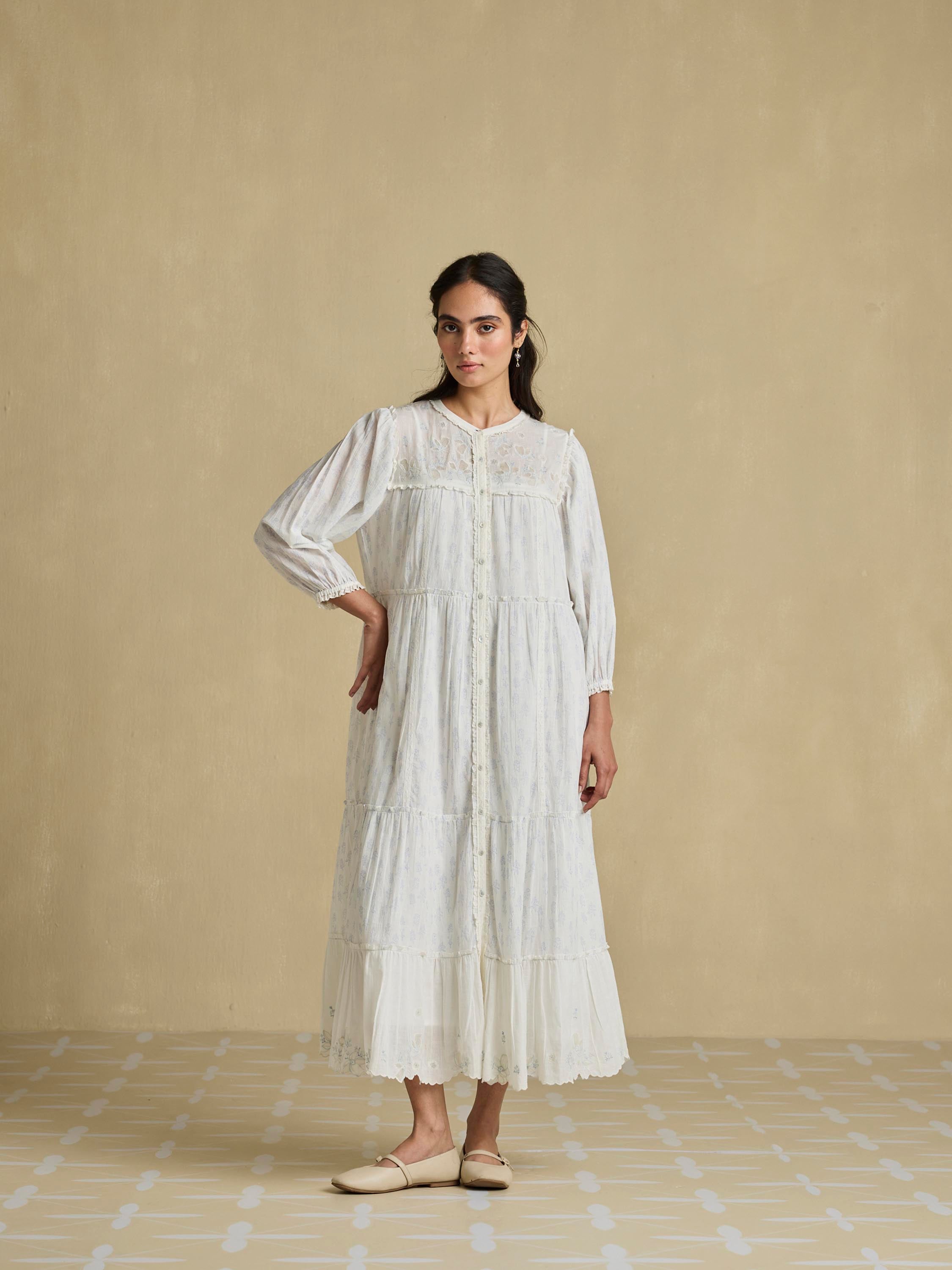 Tonal Calmness Cotton Midi Dress