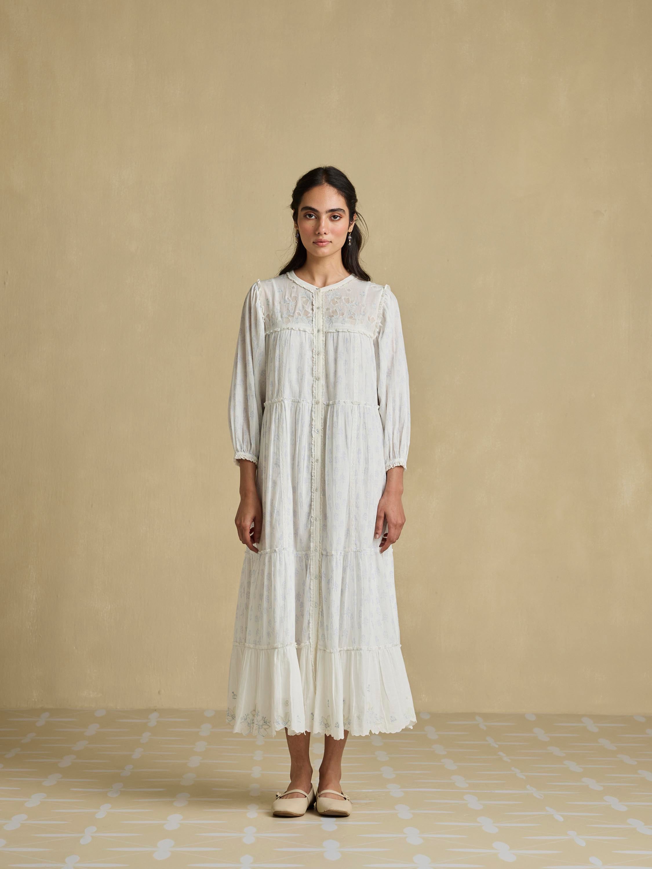 Tonal Calmness Cotton Midi Dress