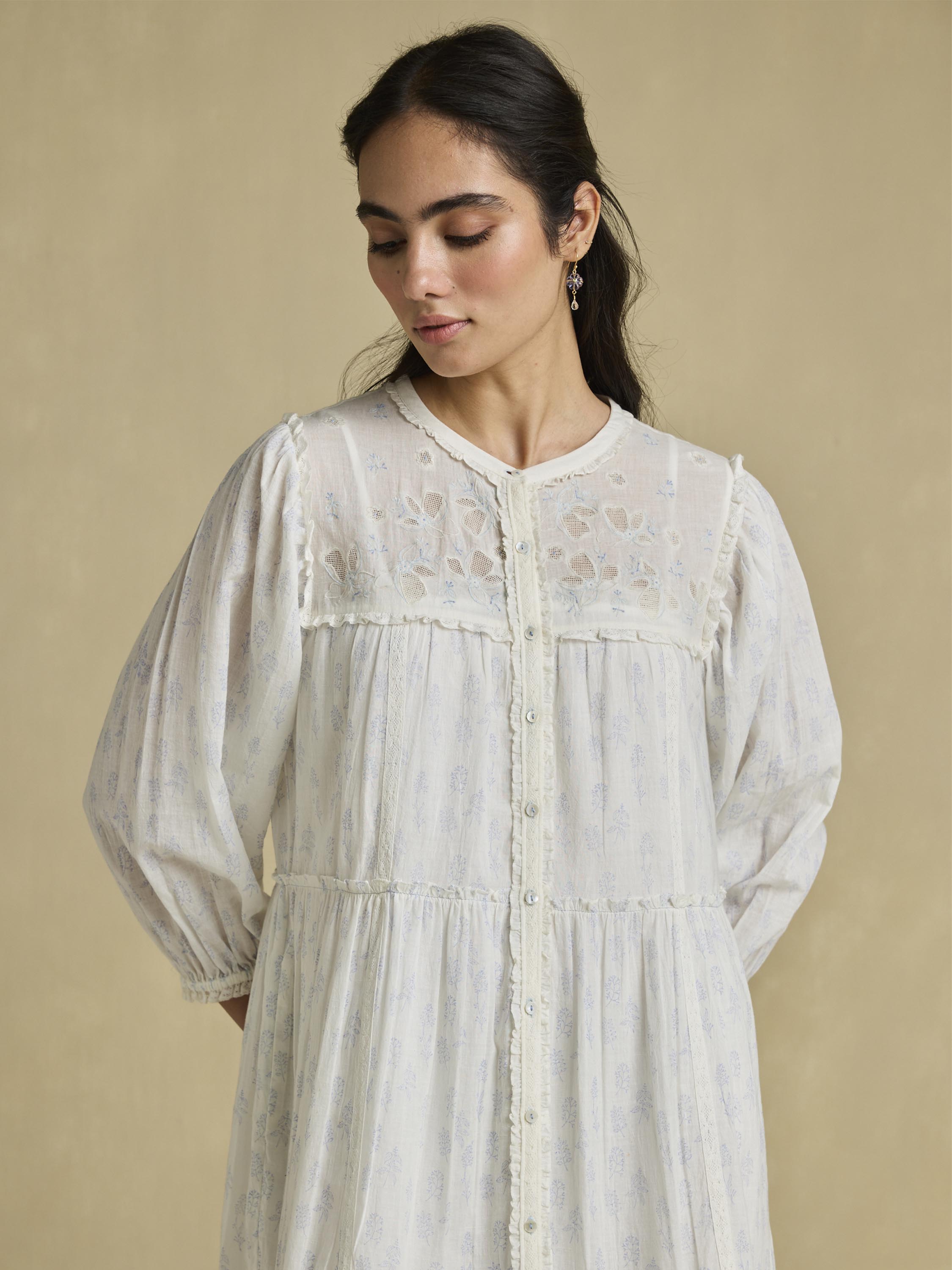 Tonal Calmness Cotton Midi Dress