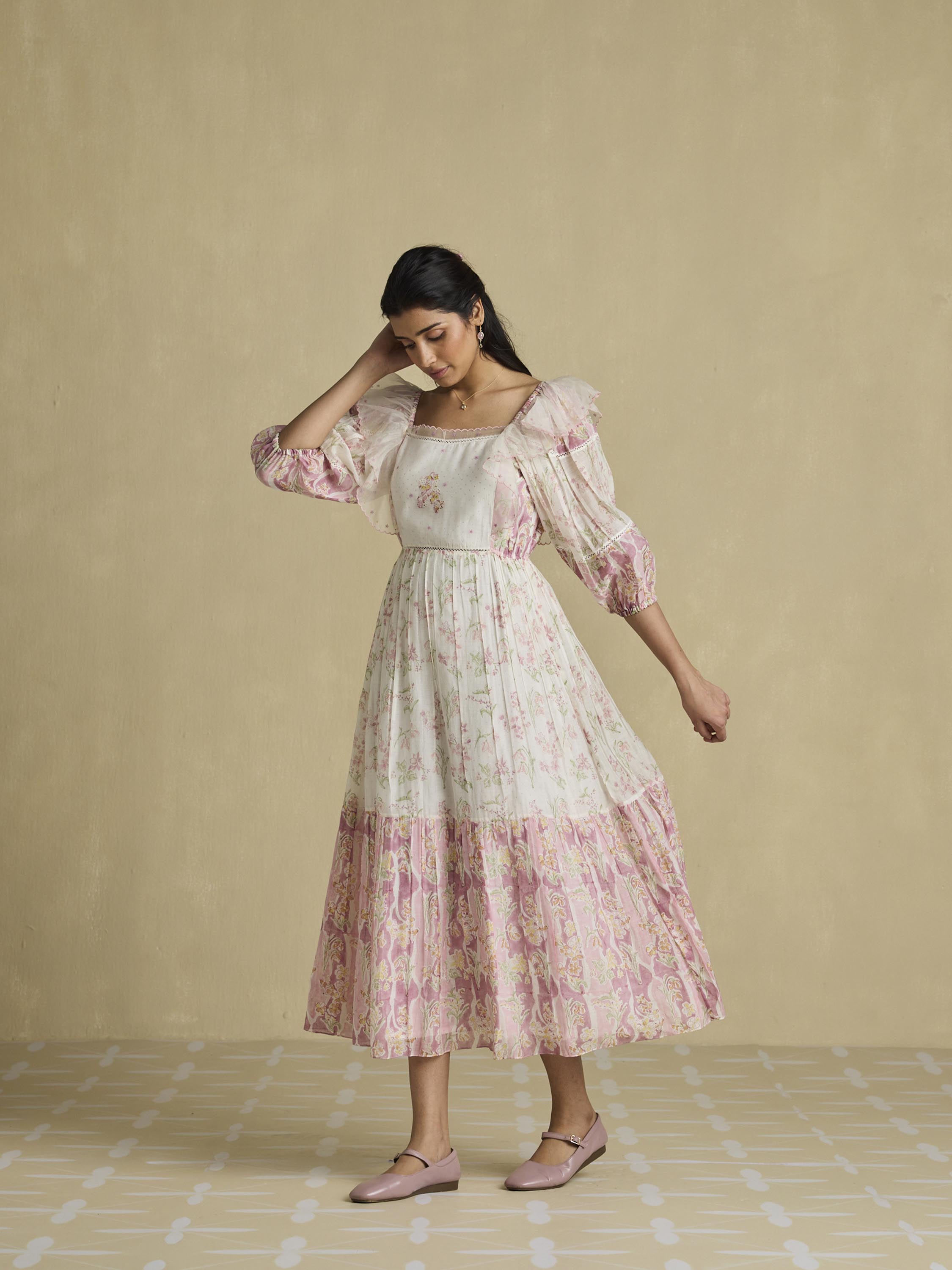 Garden Hymn Ruffle Midi Dress