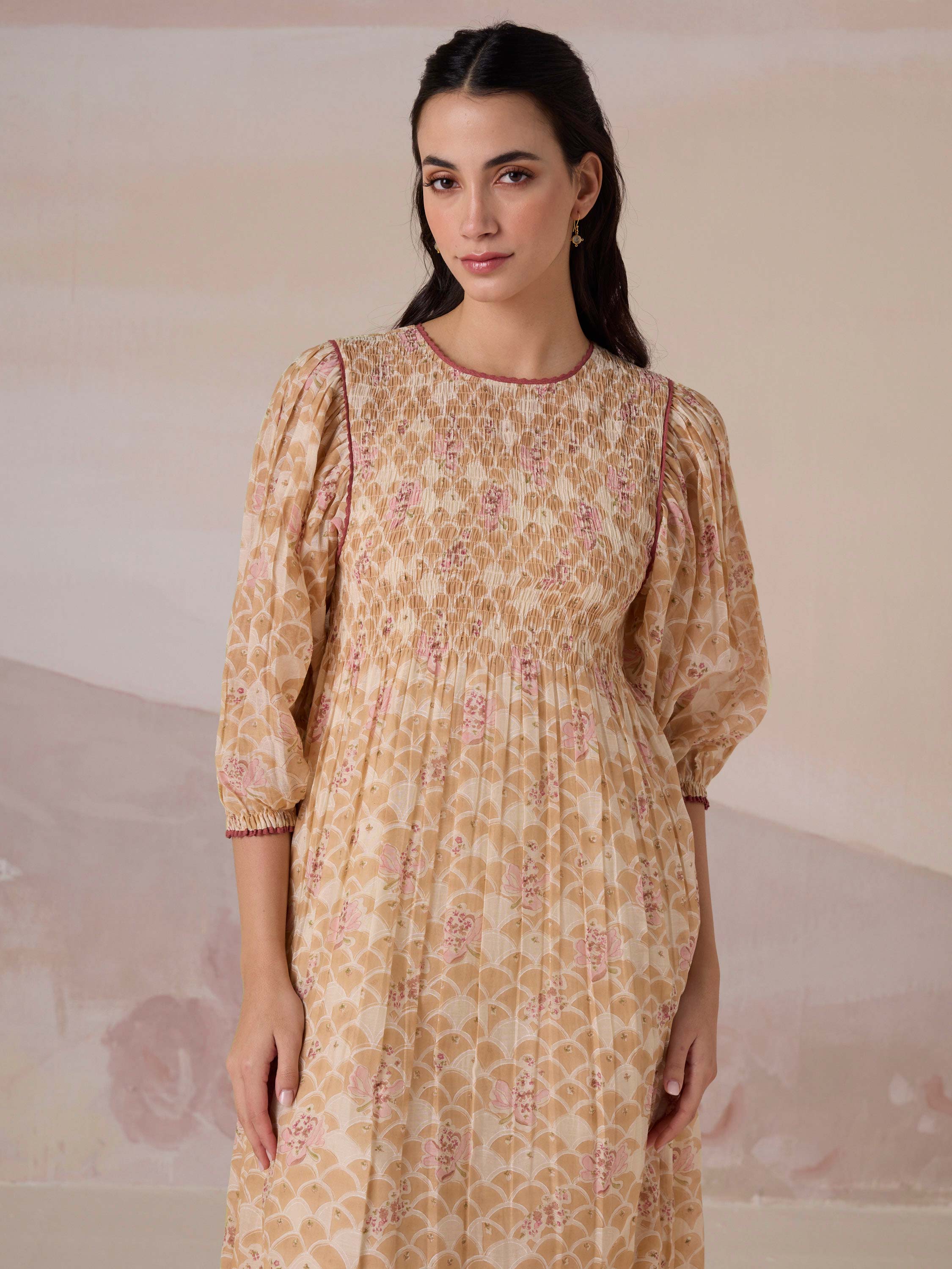 Orchard Apricot Smock Dress