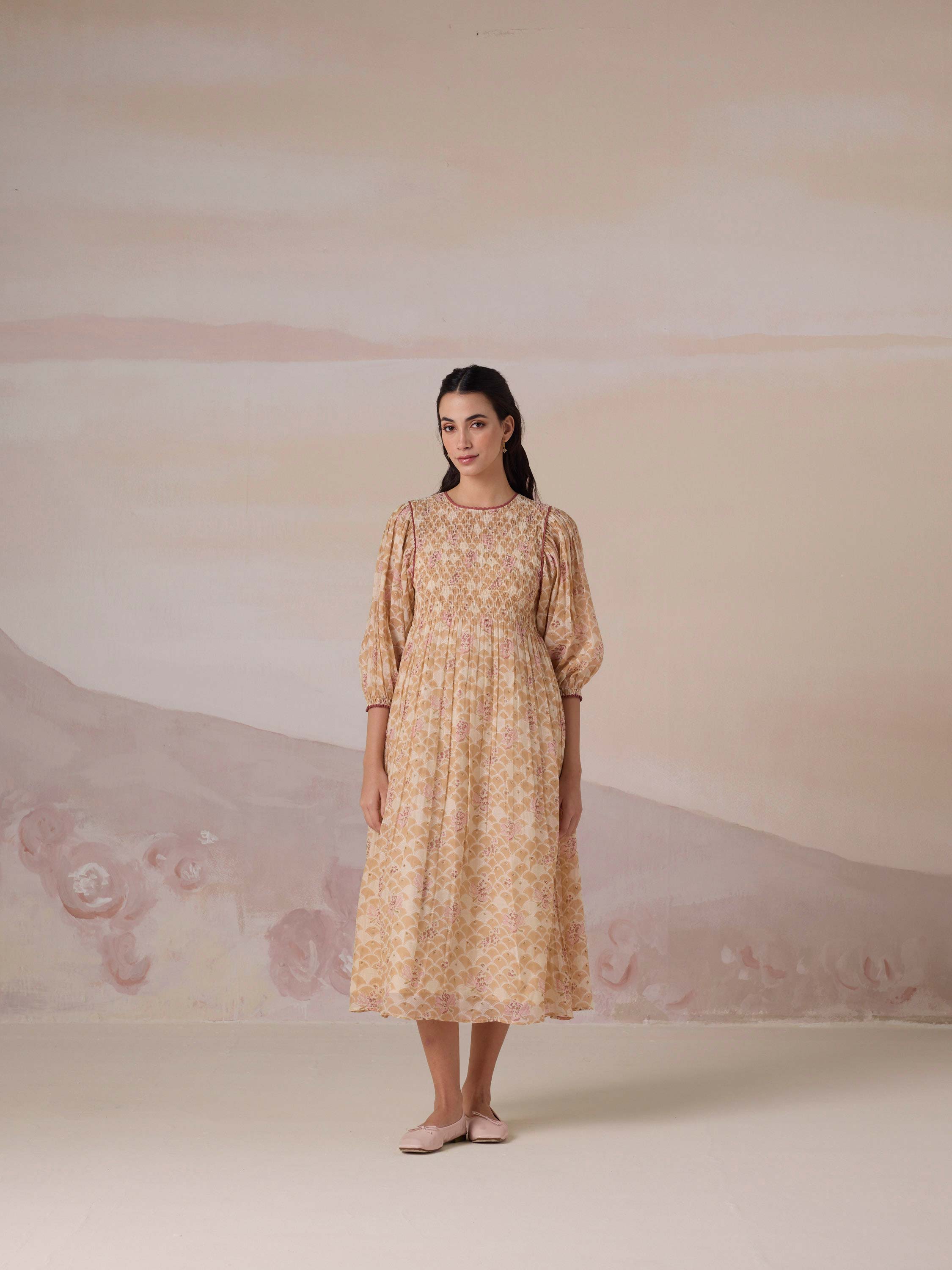 Orchard Apricot Smock Dress