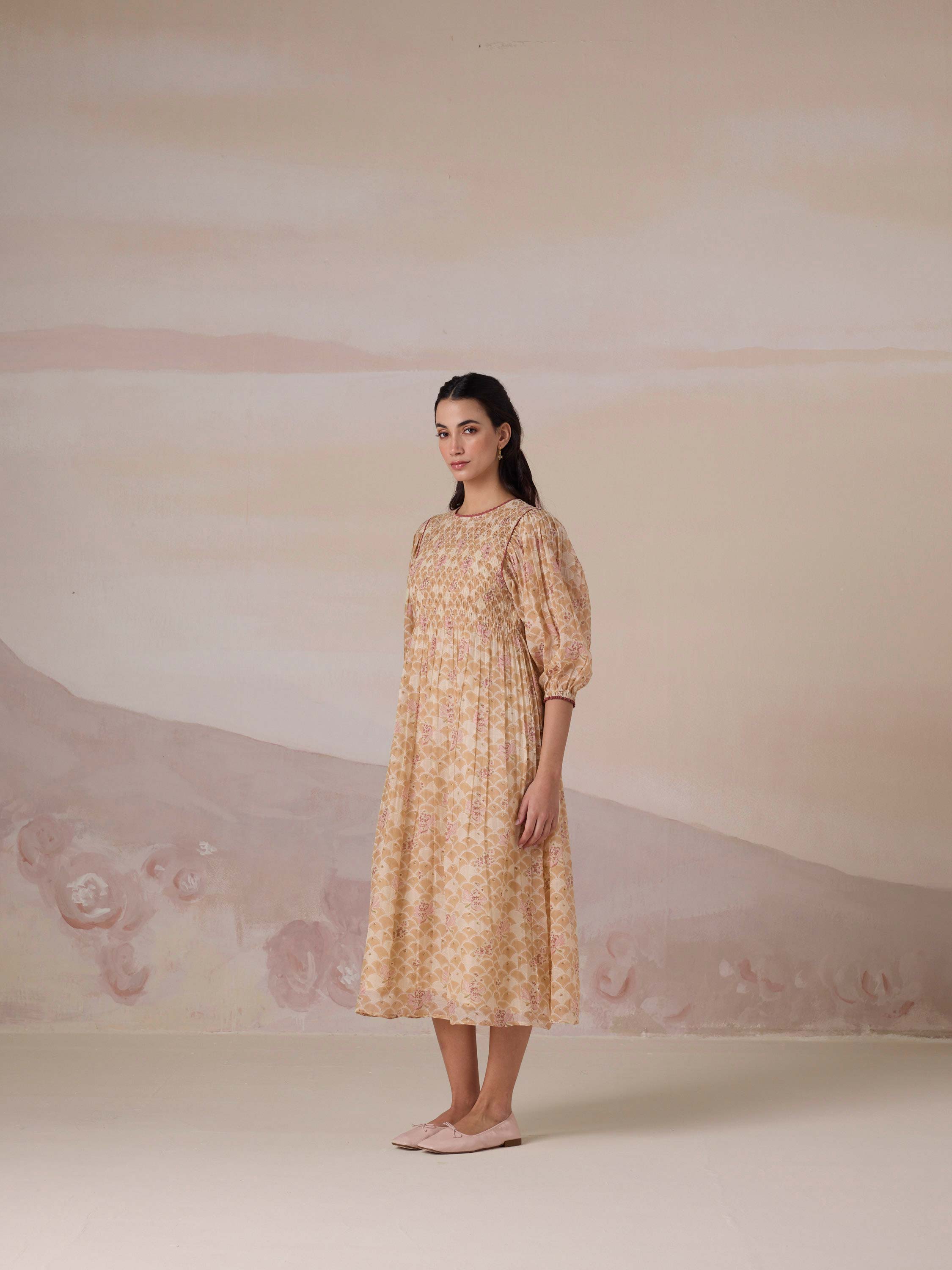 Orchard Apricot Smock Dress