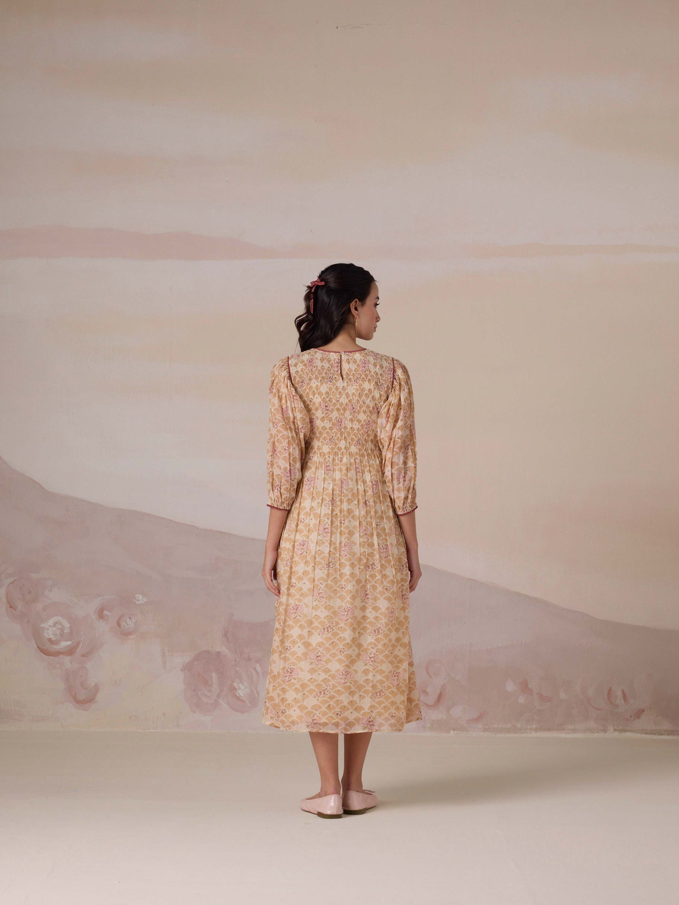 Orchard Apricot Smock Dress