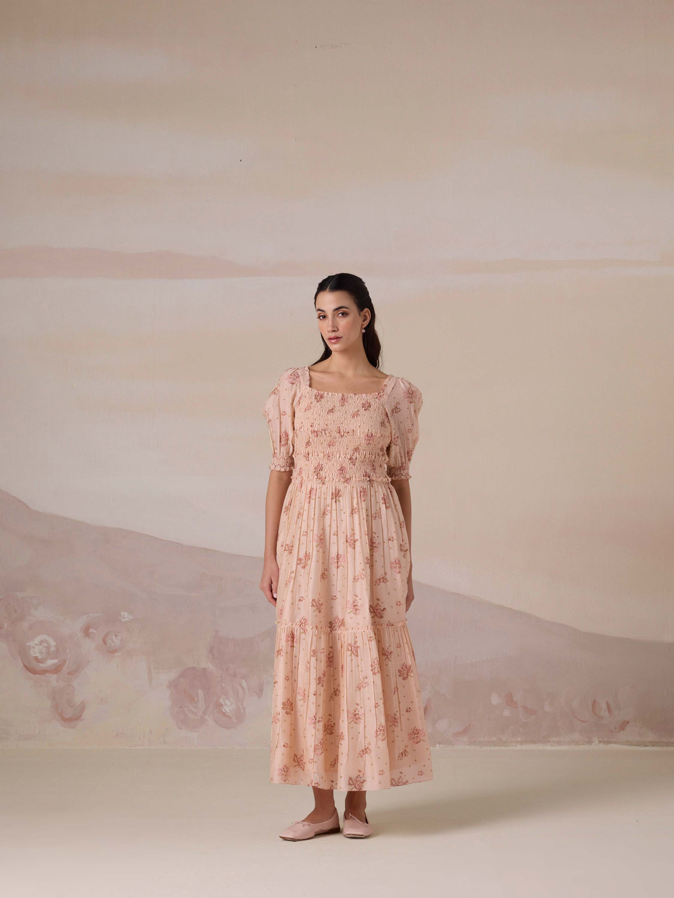 Midsummer Rose Smock Dress