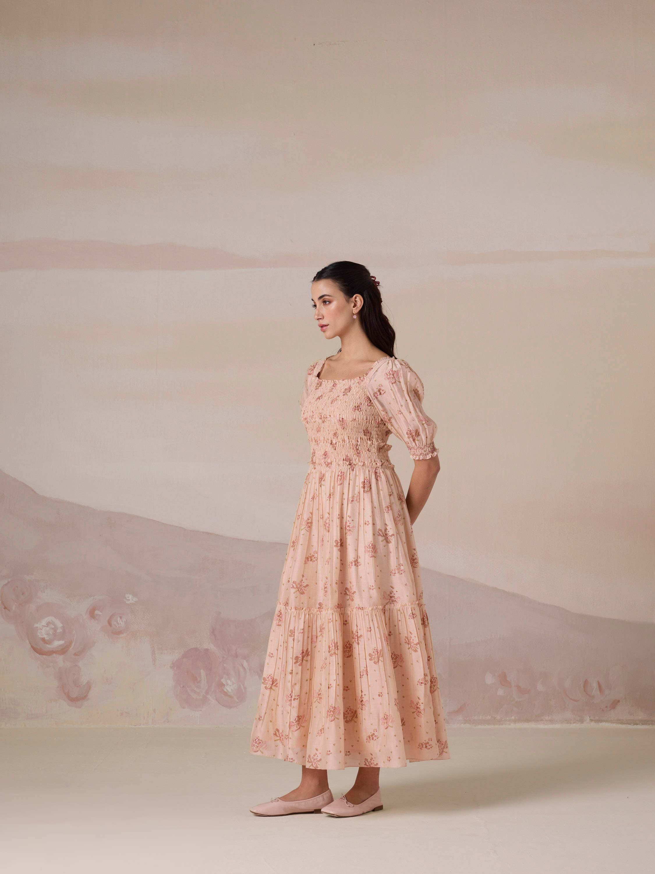 Midsummer Rose Smock Dress