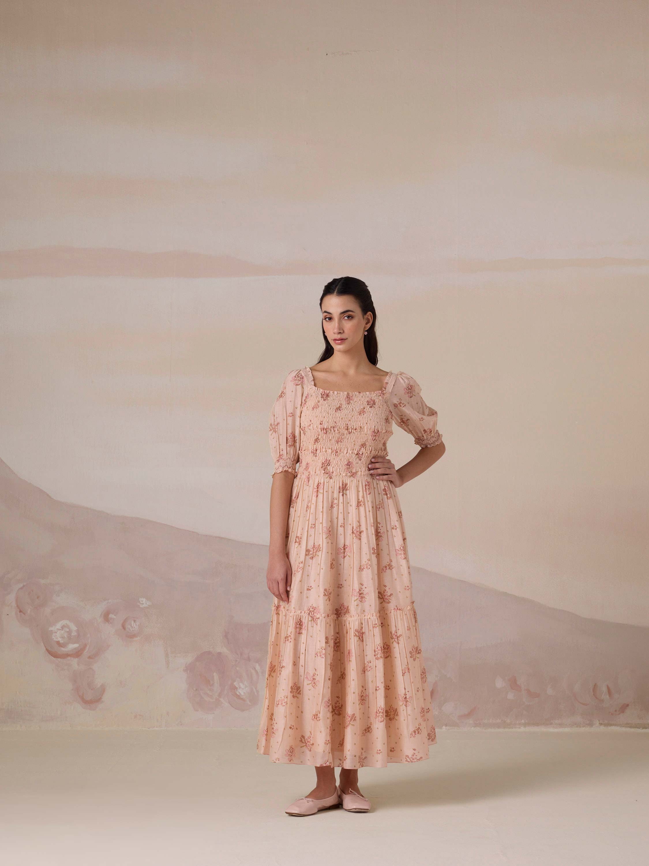 Midsummer Rose Smock Dress