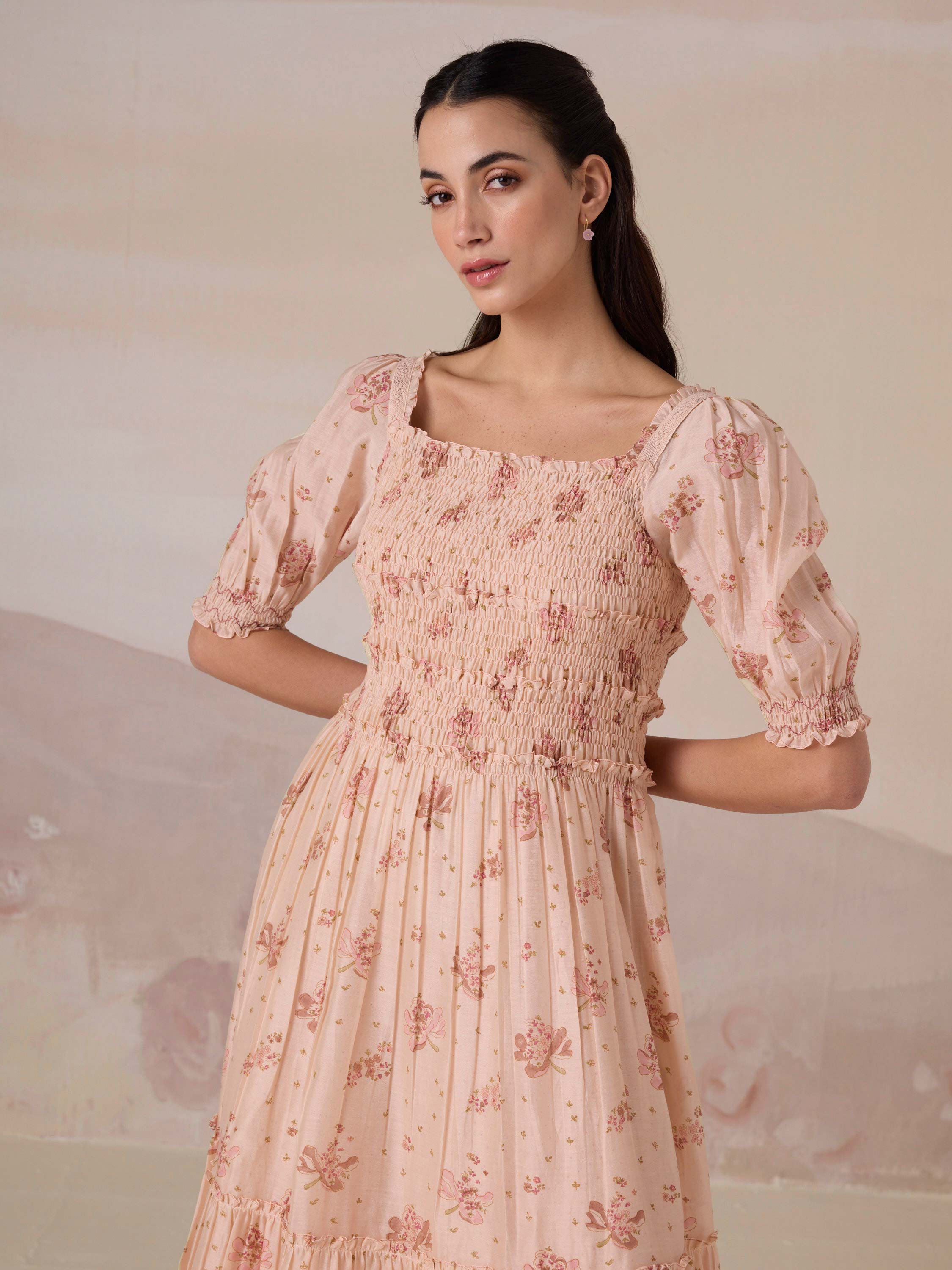 Midsummer Rose Smock Dress