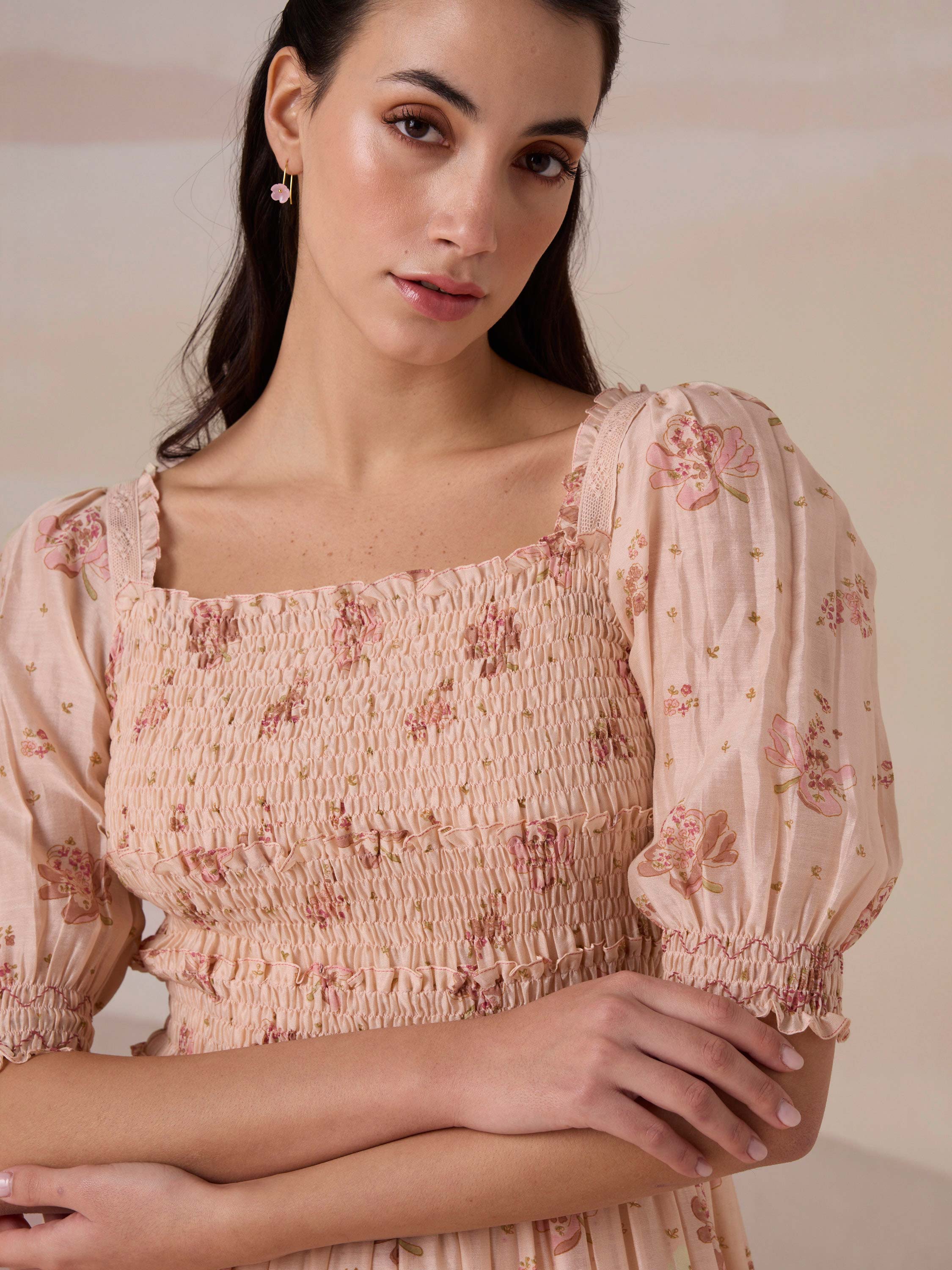 Midsummer Rose Smock Dress