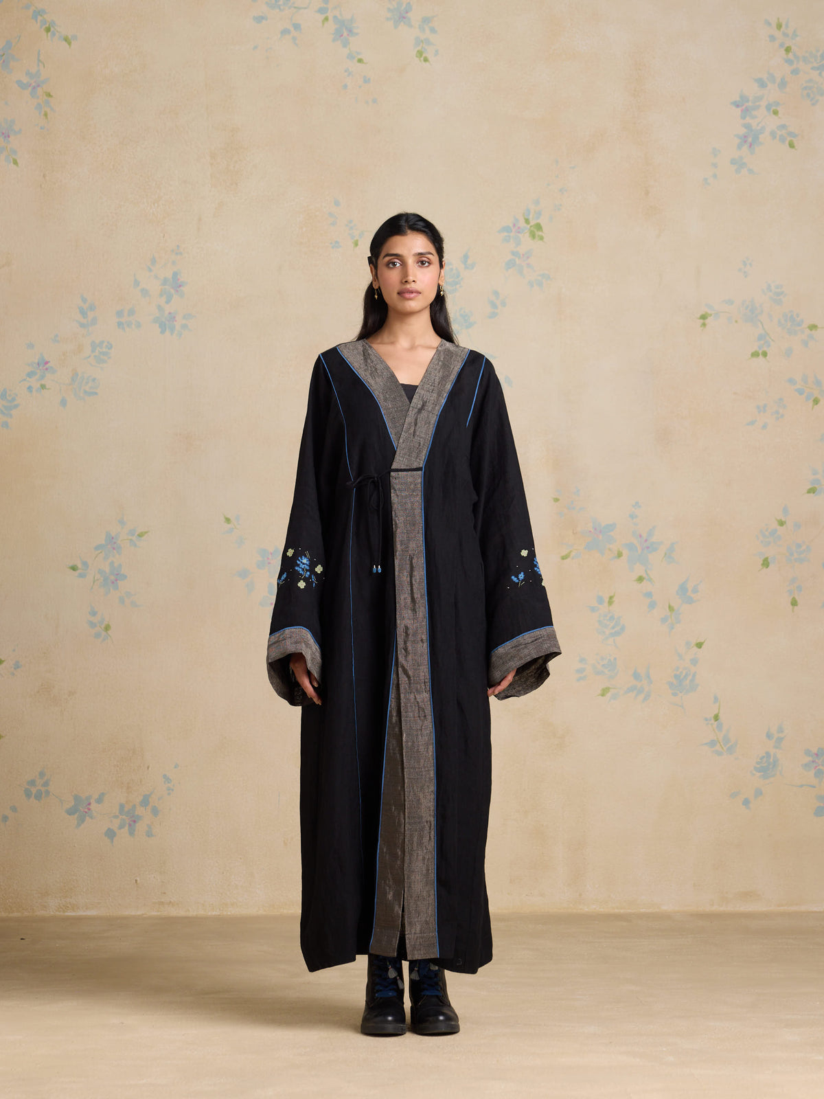 Black Iris Linen Robe