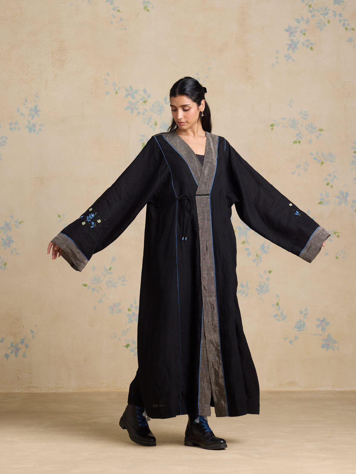 Black Iris Linen Robe