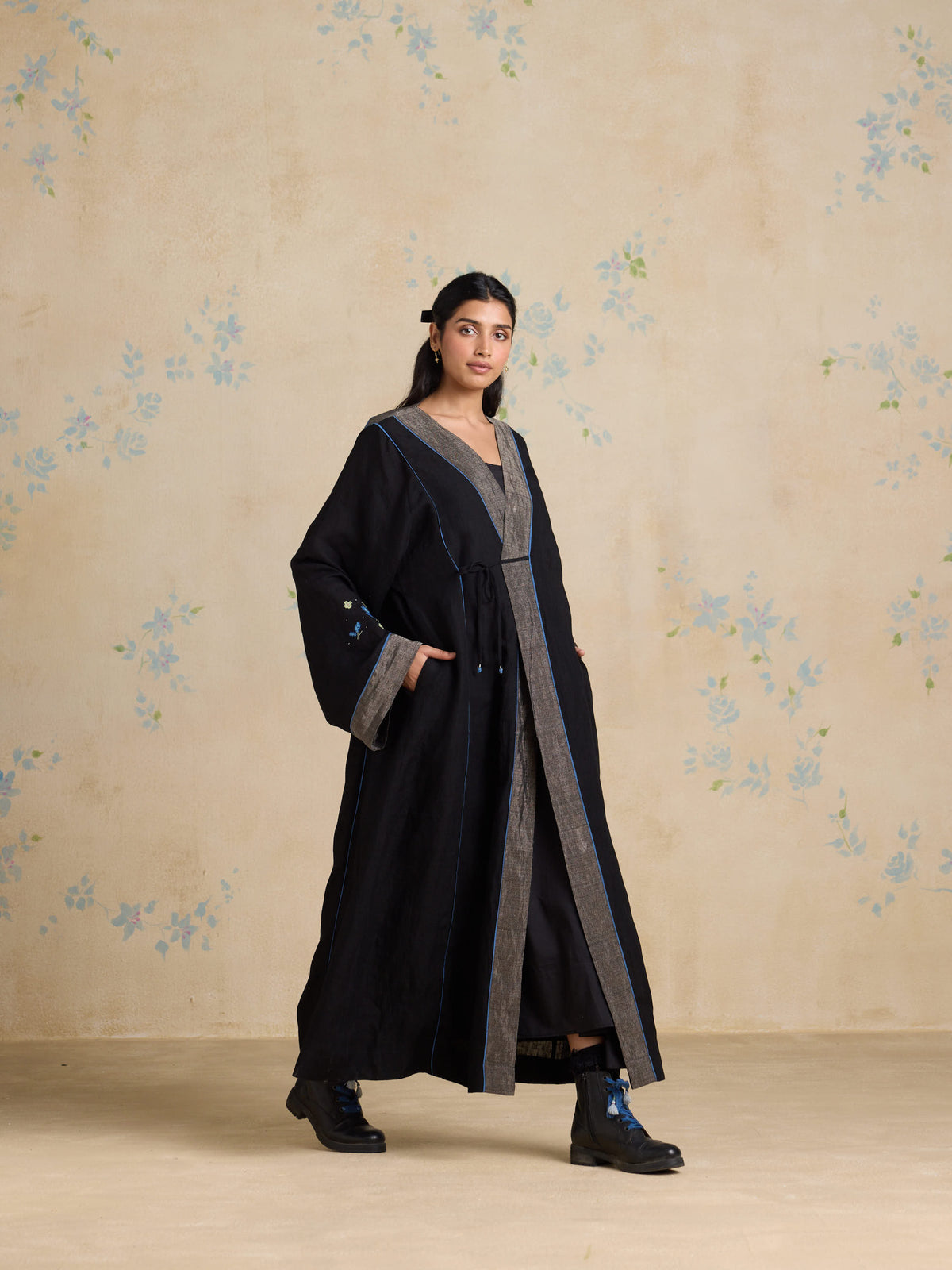 Black Iris Linen Robe