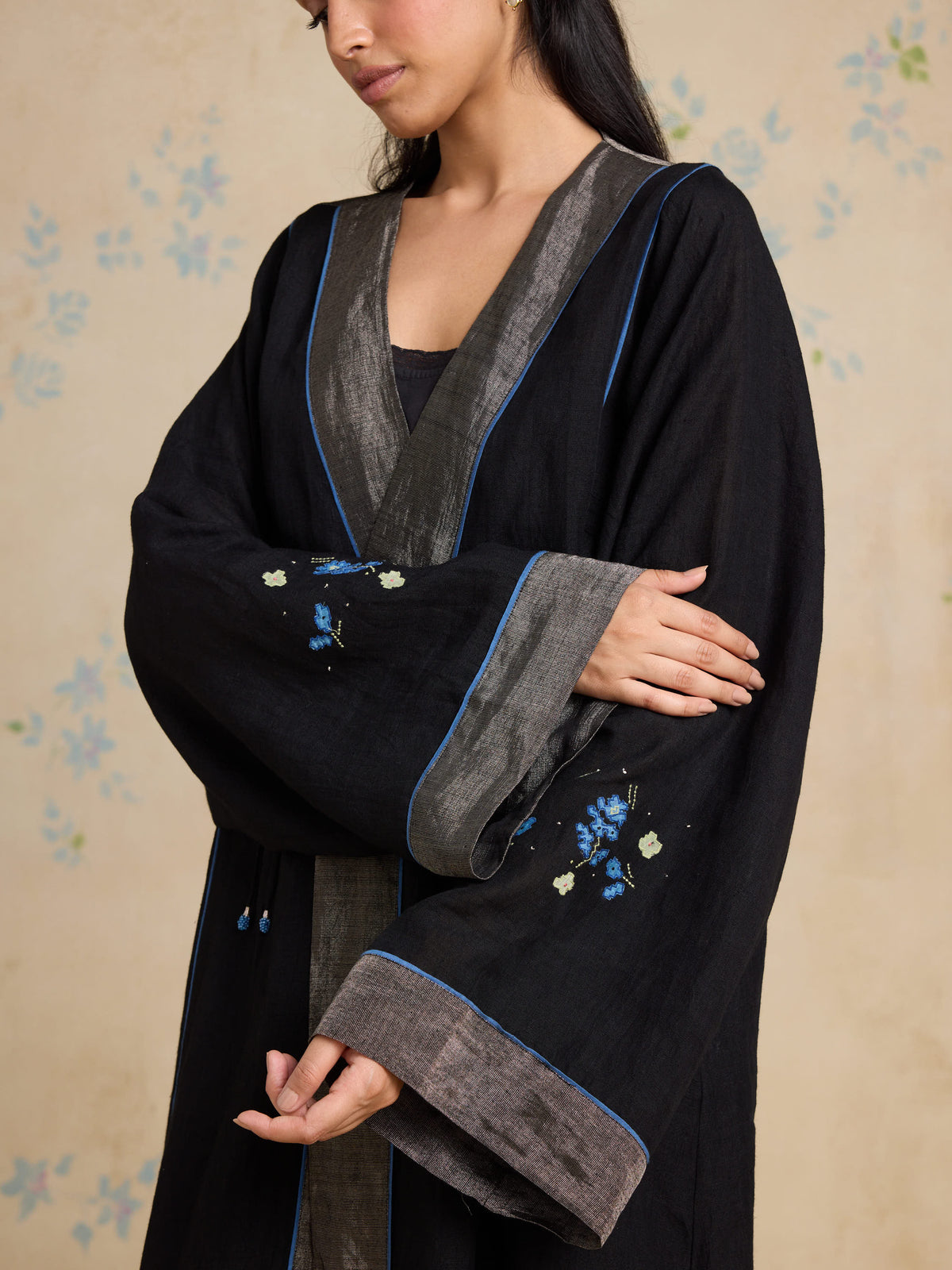 Black Iris Linen Robe
