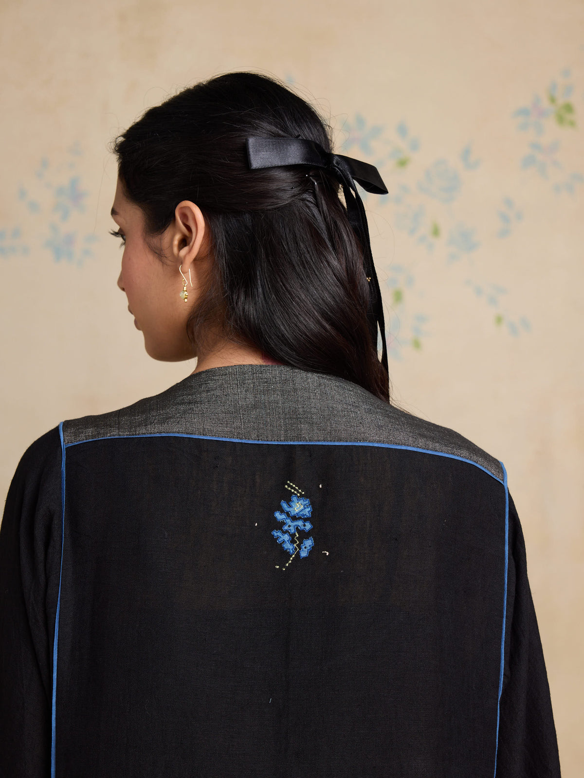 Black Iris Linen Robe