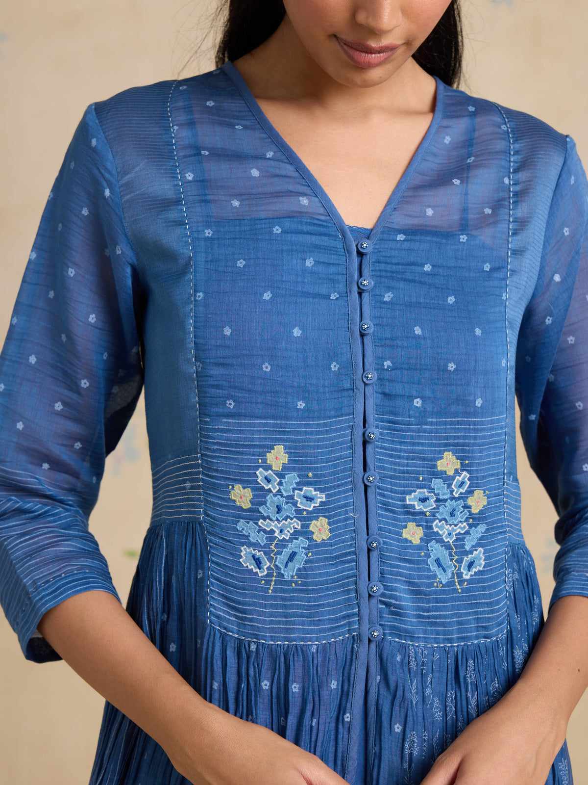 Indigo Folklore Midi Dress