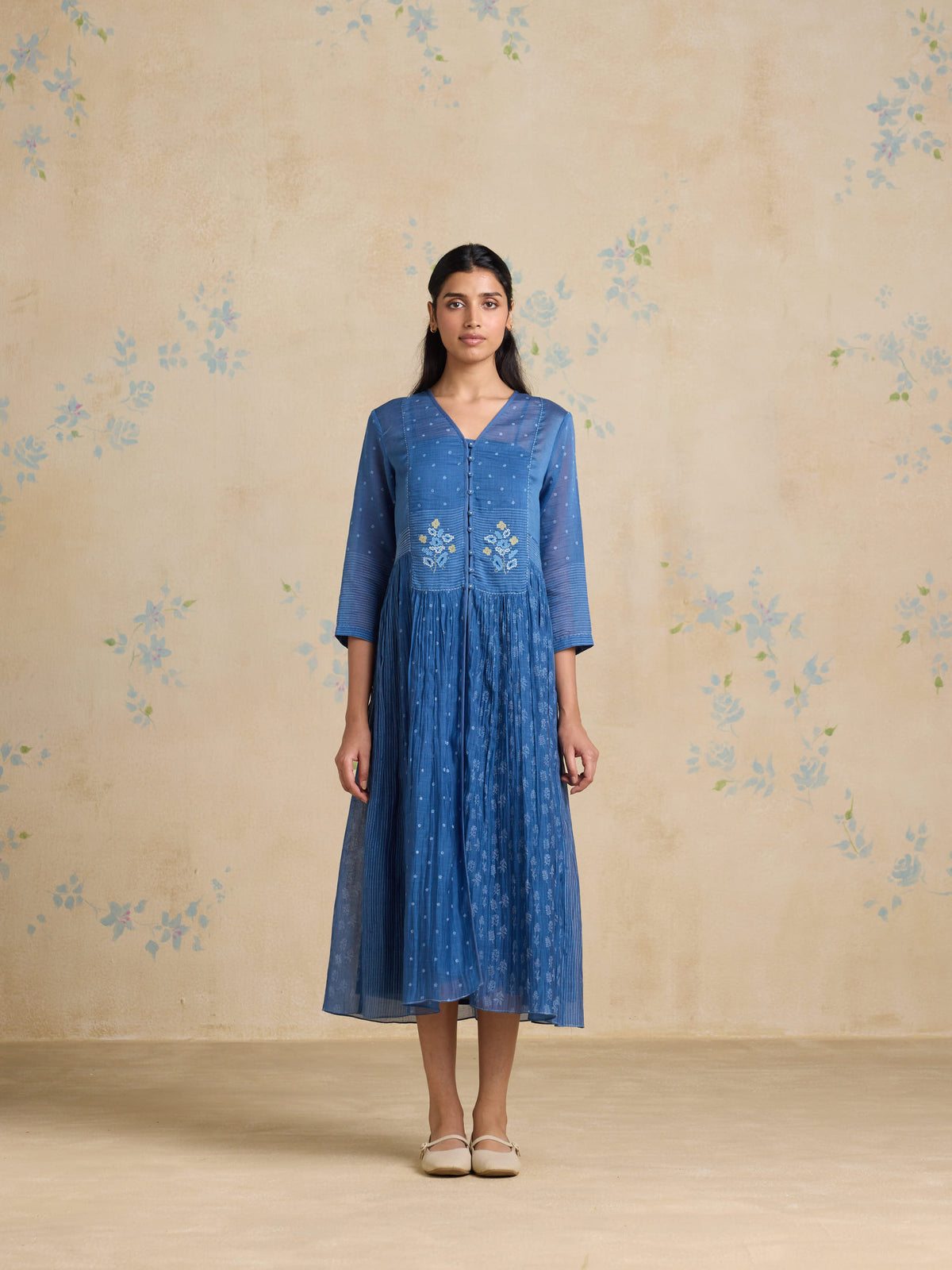 Indigo Folklore Midi Dress