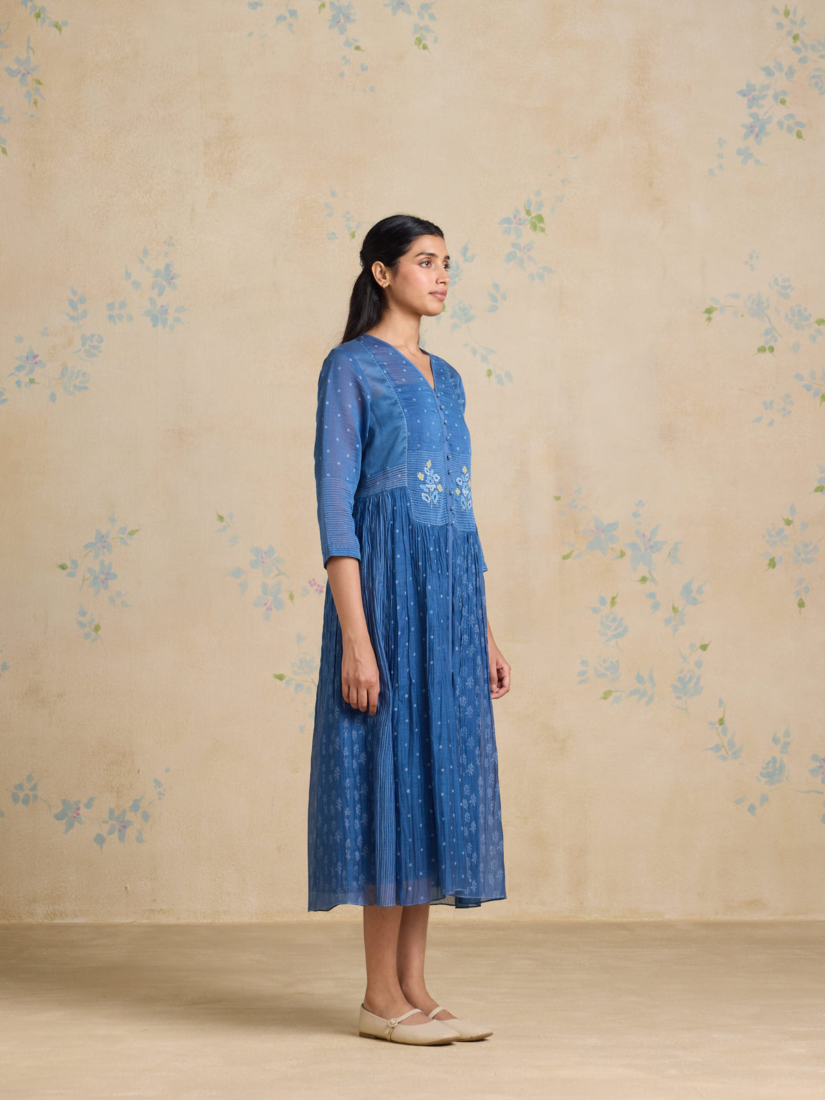 Indigo Folklore Midi Dress