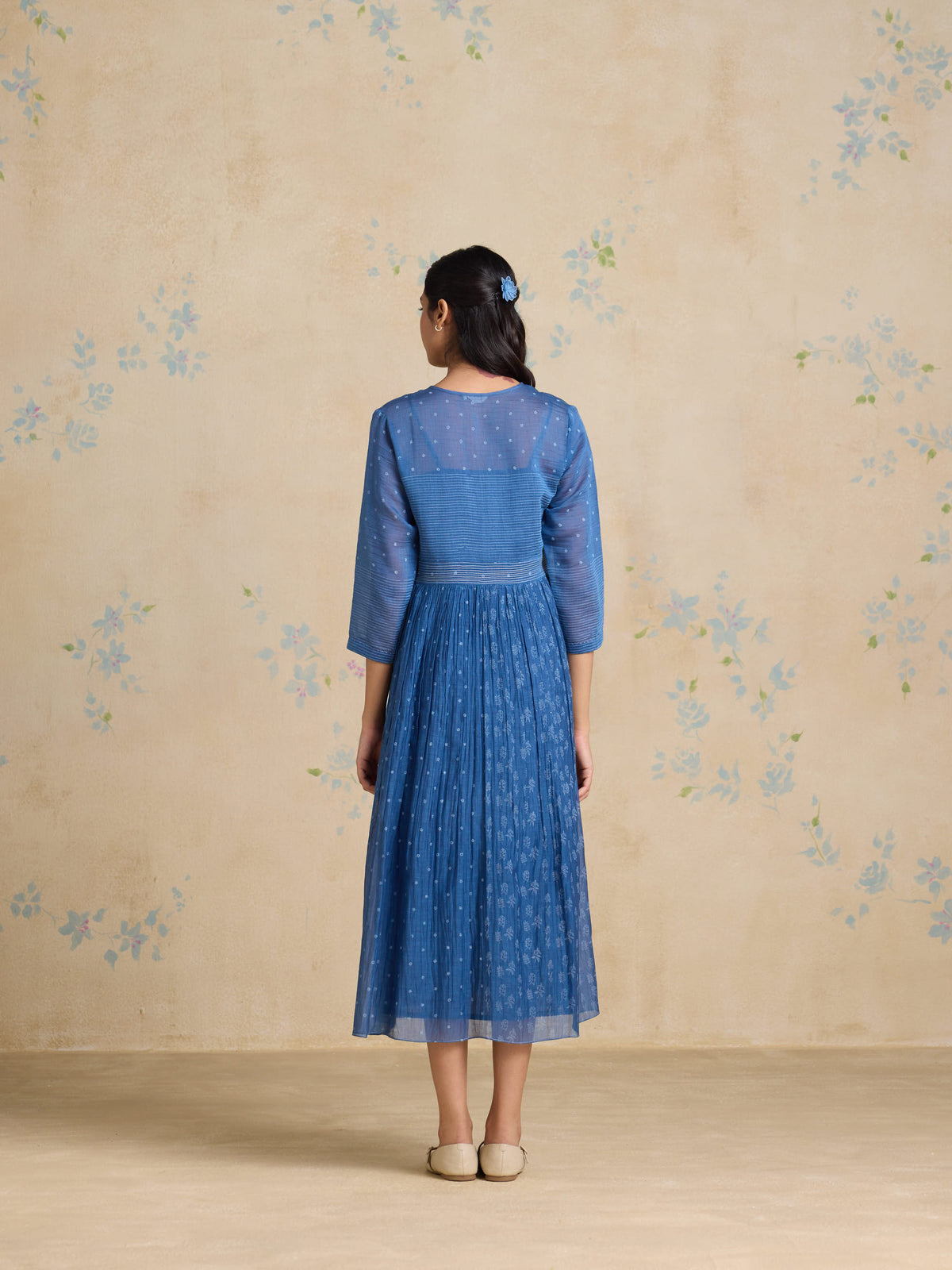 Indigo Folklore Midi Dress