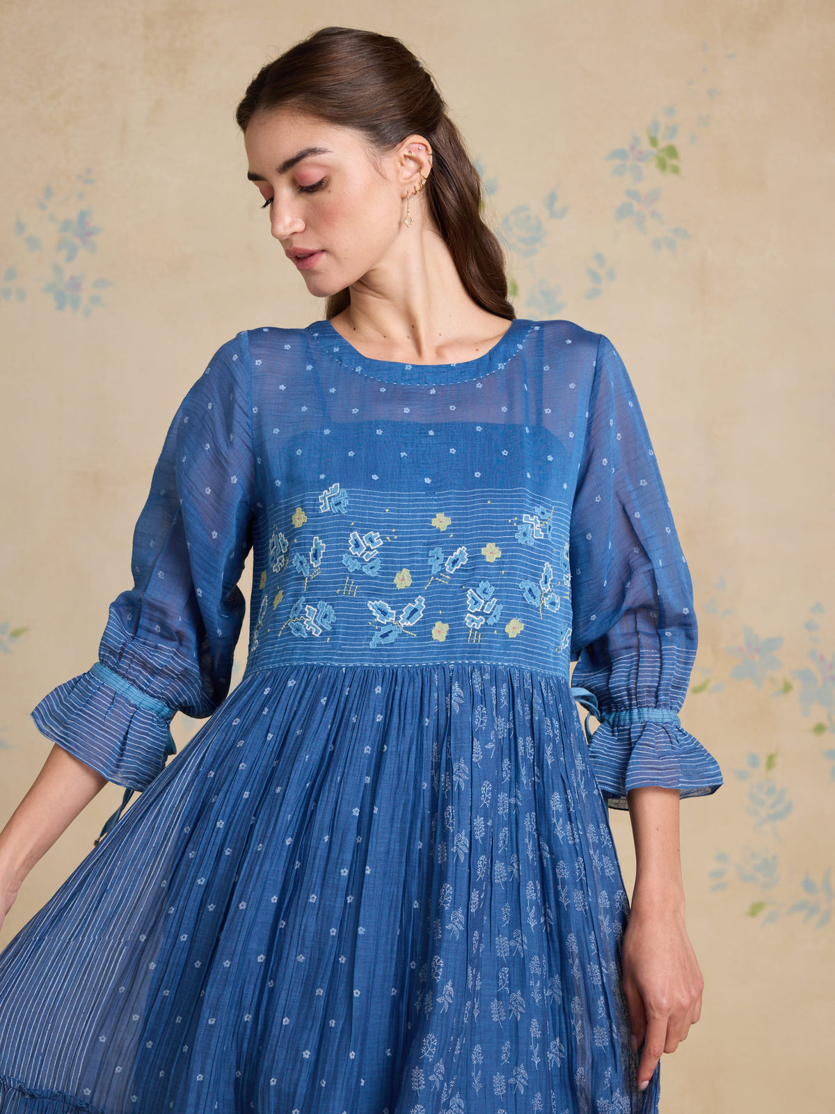 Ink Foliage Midi Dress