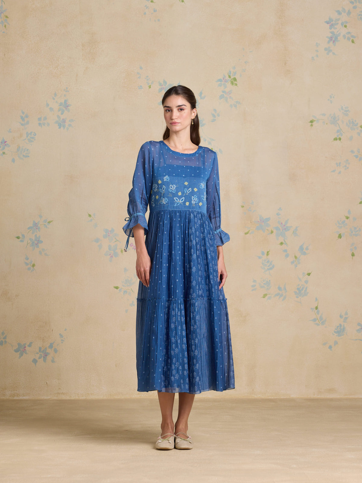 Ink Foliage Midi Dress