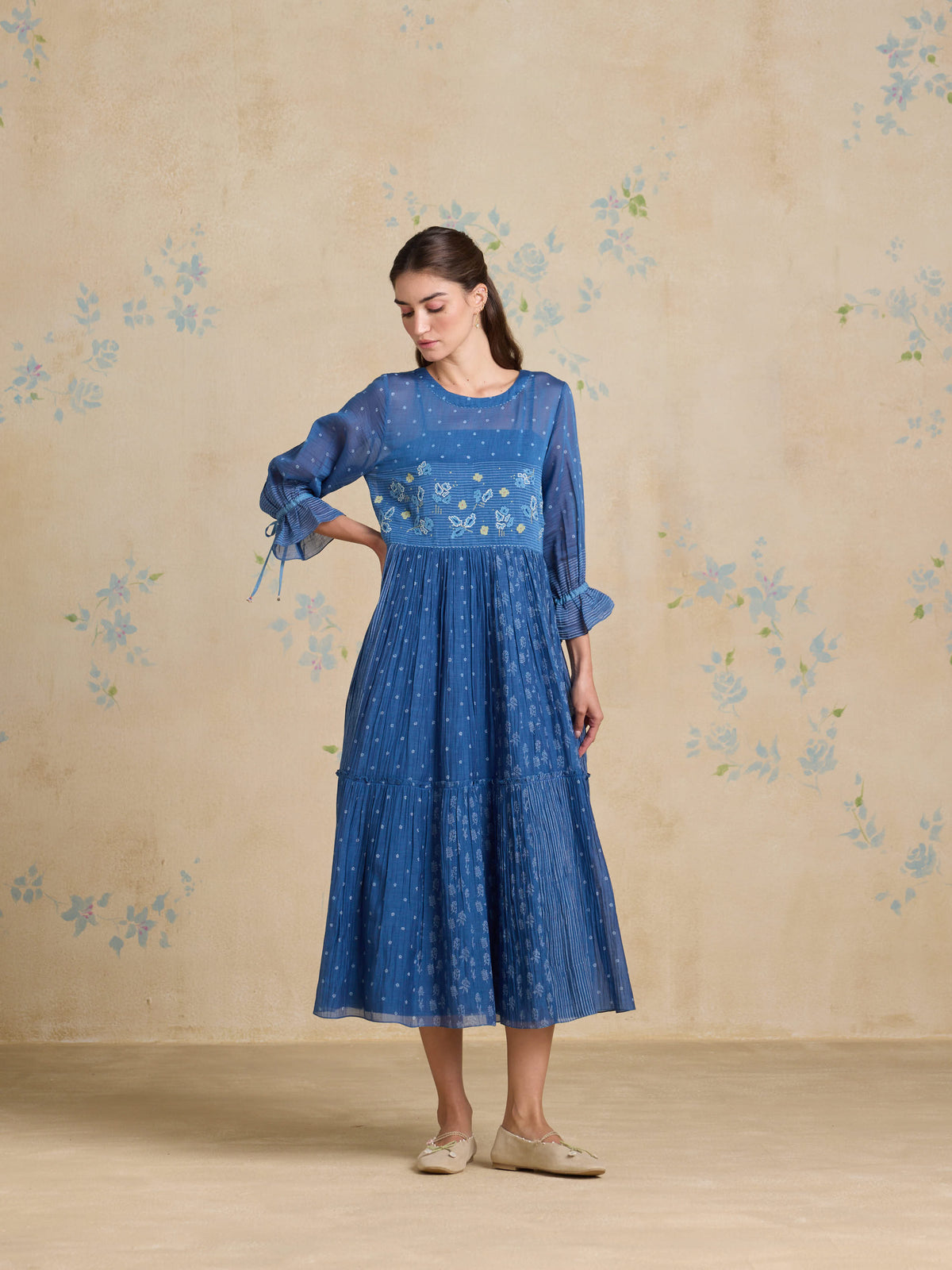 Ink Foliage Midi Dress