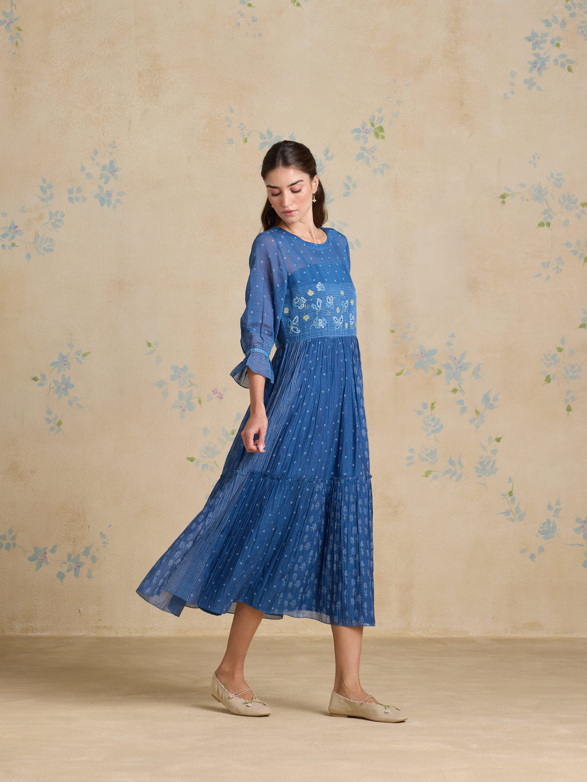 Ink Foliage Midi Dress