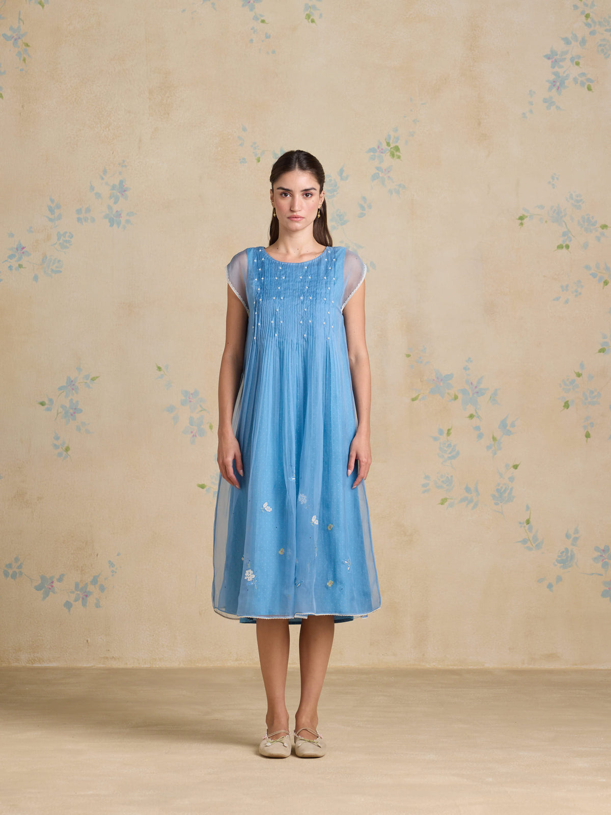 Blue Poppy A-Line Dress