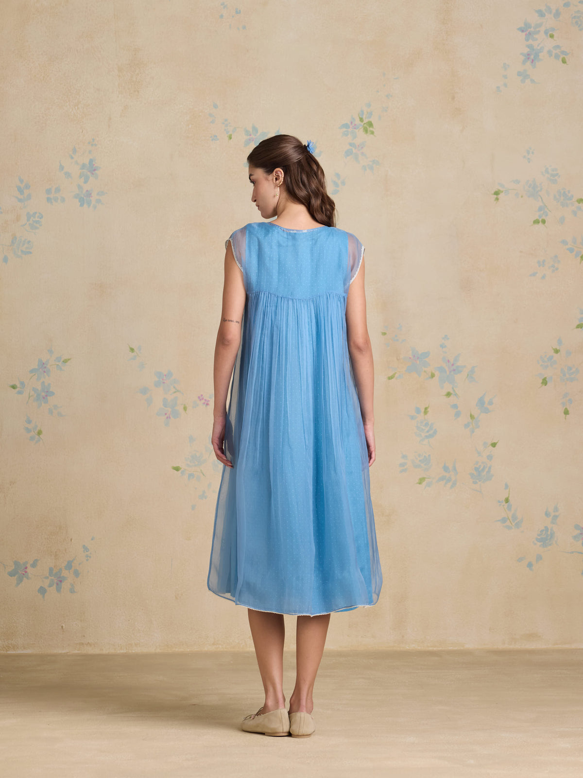 Blue Poppy A-Line Dress